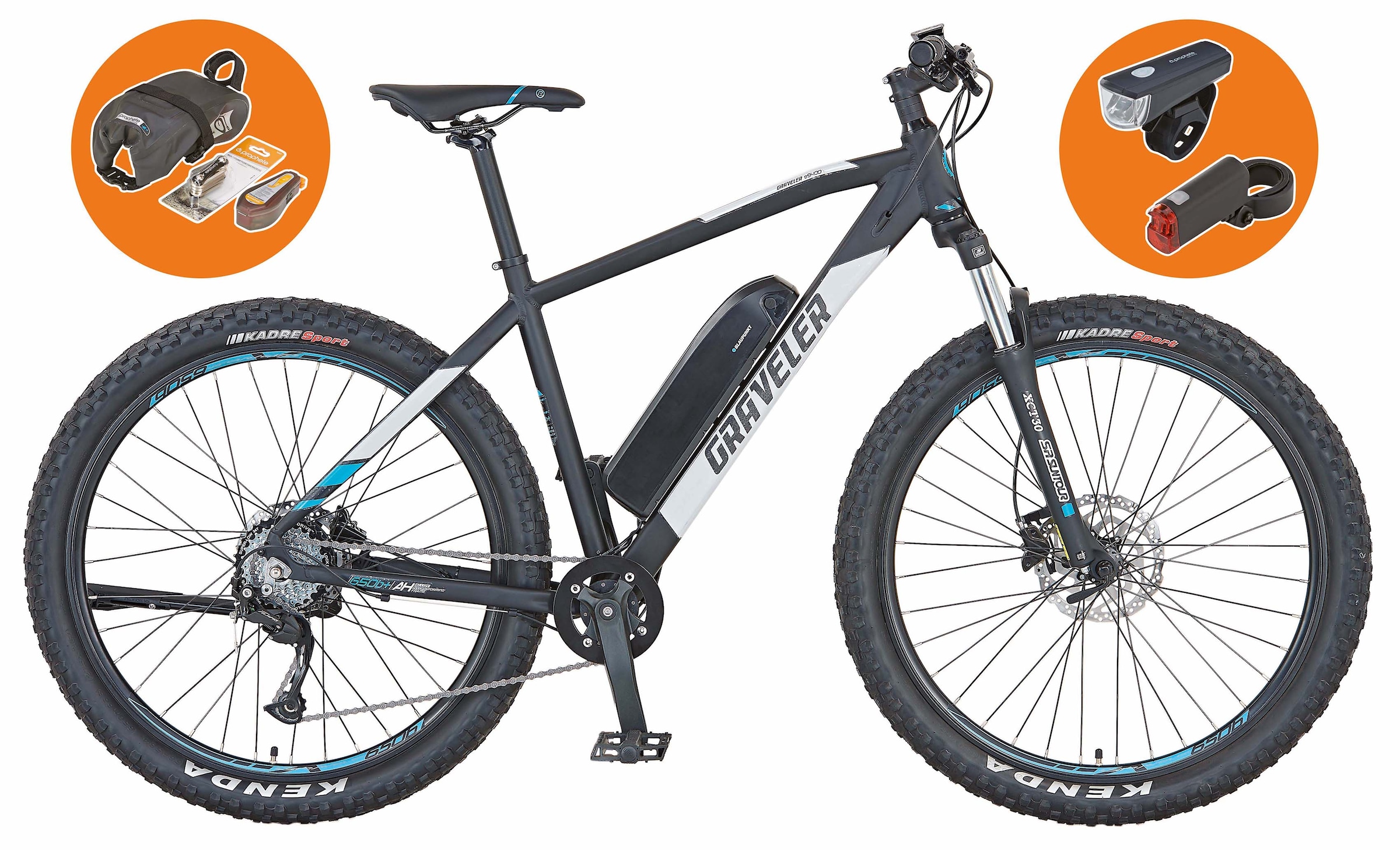 Prophete E-Bike »Graveler e9400«, 8 Gang, Shimano, Heckmotor 250 W, (mit Pannenset-mit Werkzeug-mit Beleuchtungsset-mit Fahrradtasche), Pedelec