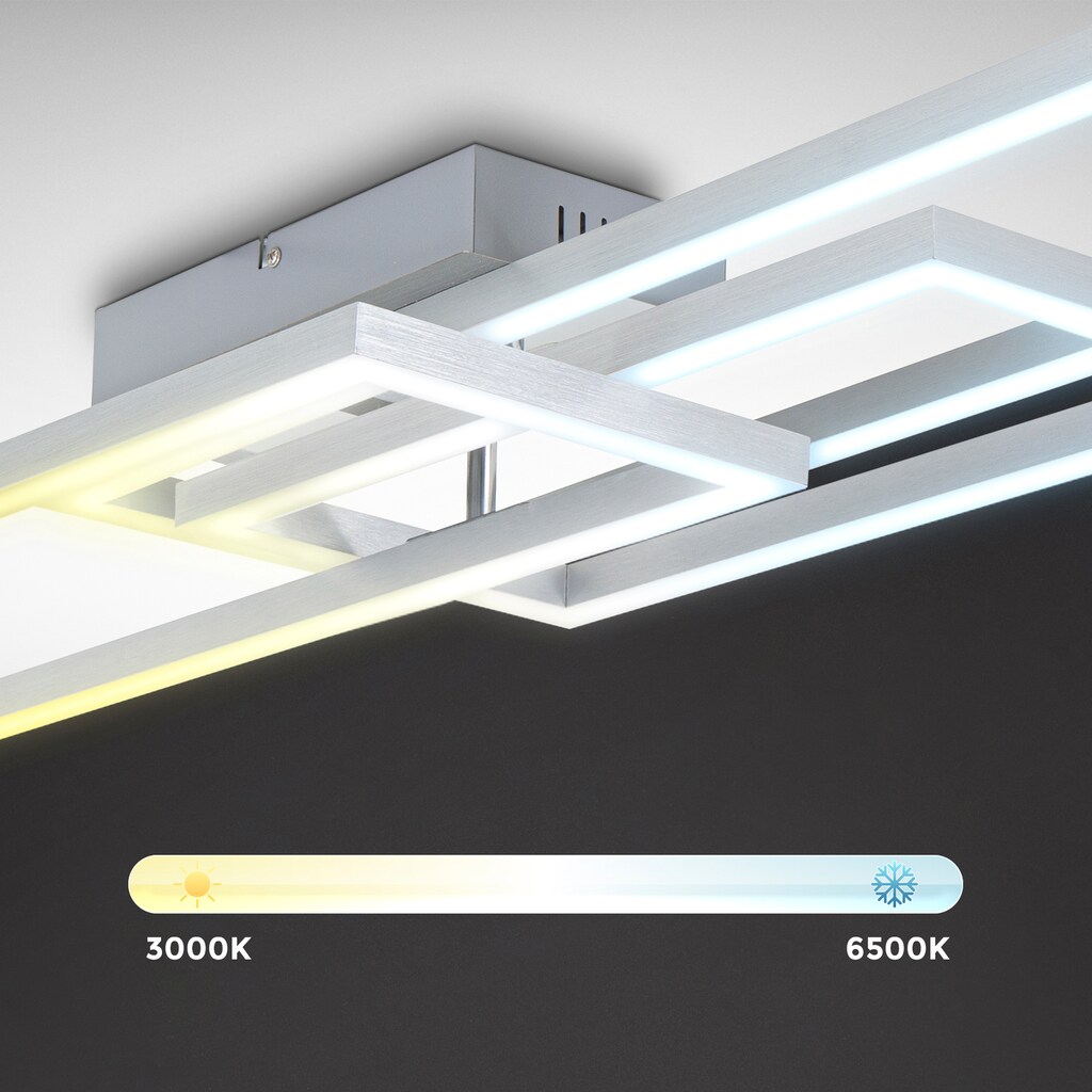 B.K.Licht LED Deckenleuchte mit APP Steuerung und Fernbedienung, in gebürsteter Alu-Optik, 1x LED-Platine 48 Watt, 4.800lm (2x 2.400lm), 3.000 - 6.500K dimmbar