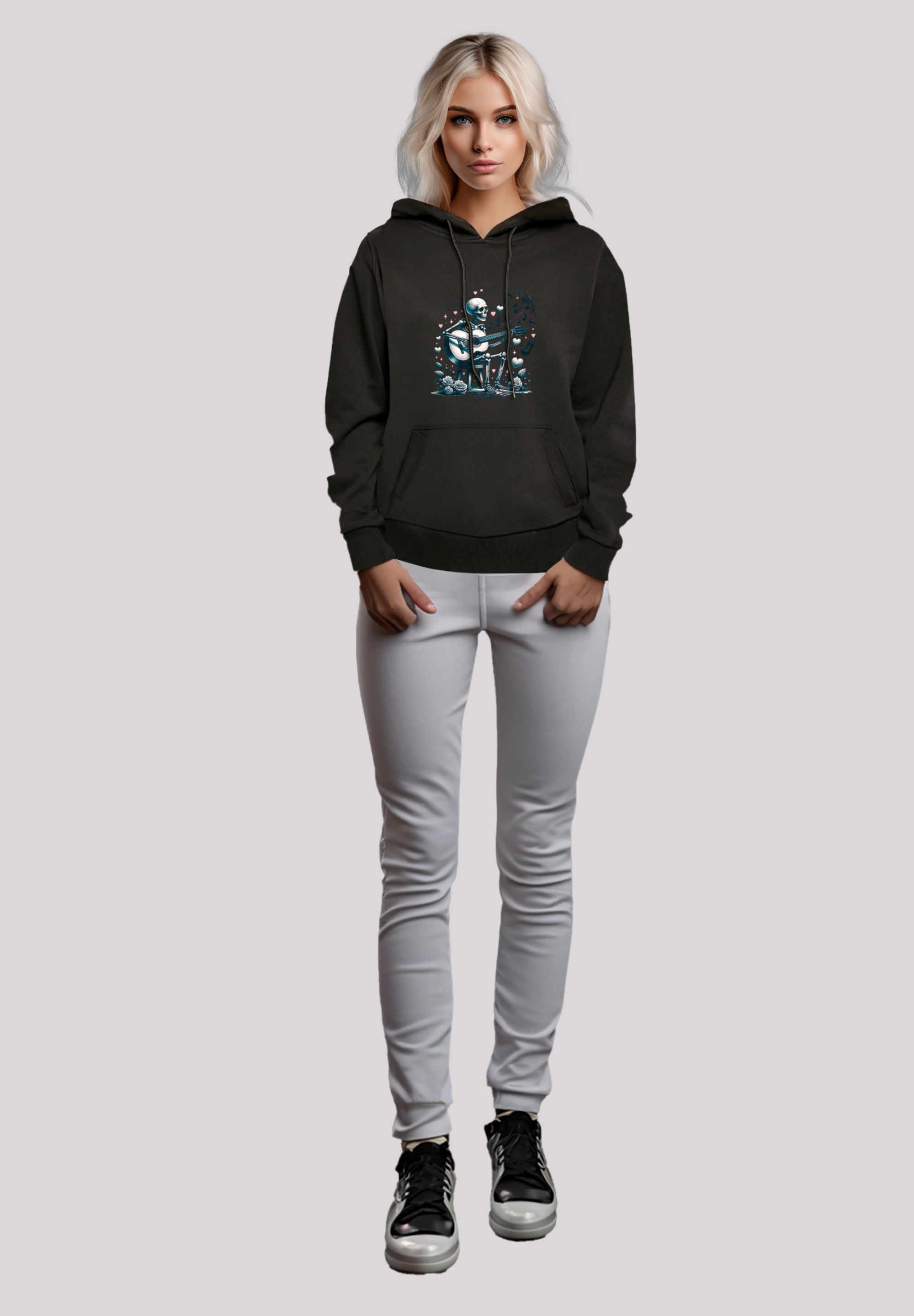 F4NT4STIC Kapuzenpullover »Skelett spielt Gitarre, Musik, Liebe«, Premium Qualität