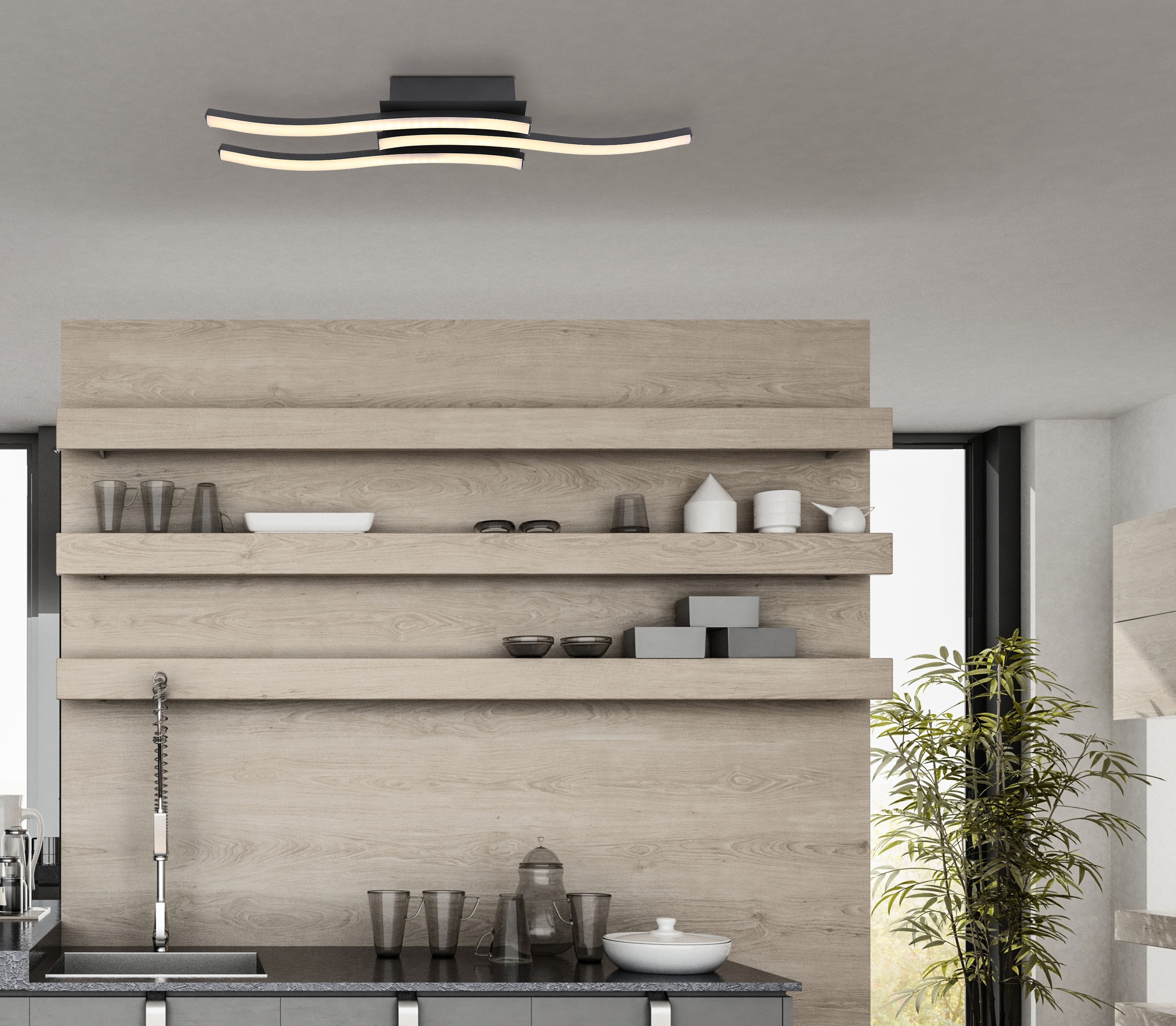 GLOBO LIGHTING LED Deckenleuchte »KASIMIR«, Leuchtmittel LED-Modul | LED fest integriert, Deckenlampe/Wohnzimmer/Schlafzimmer/modern
