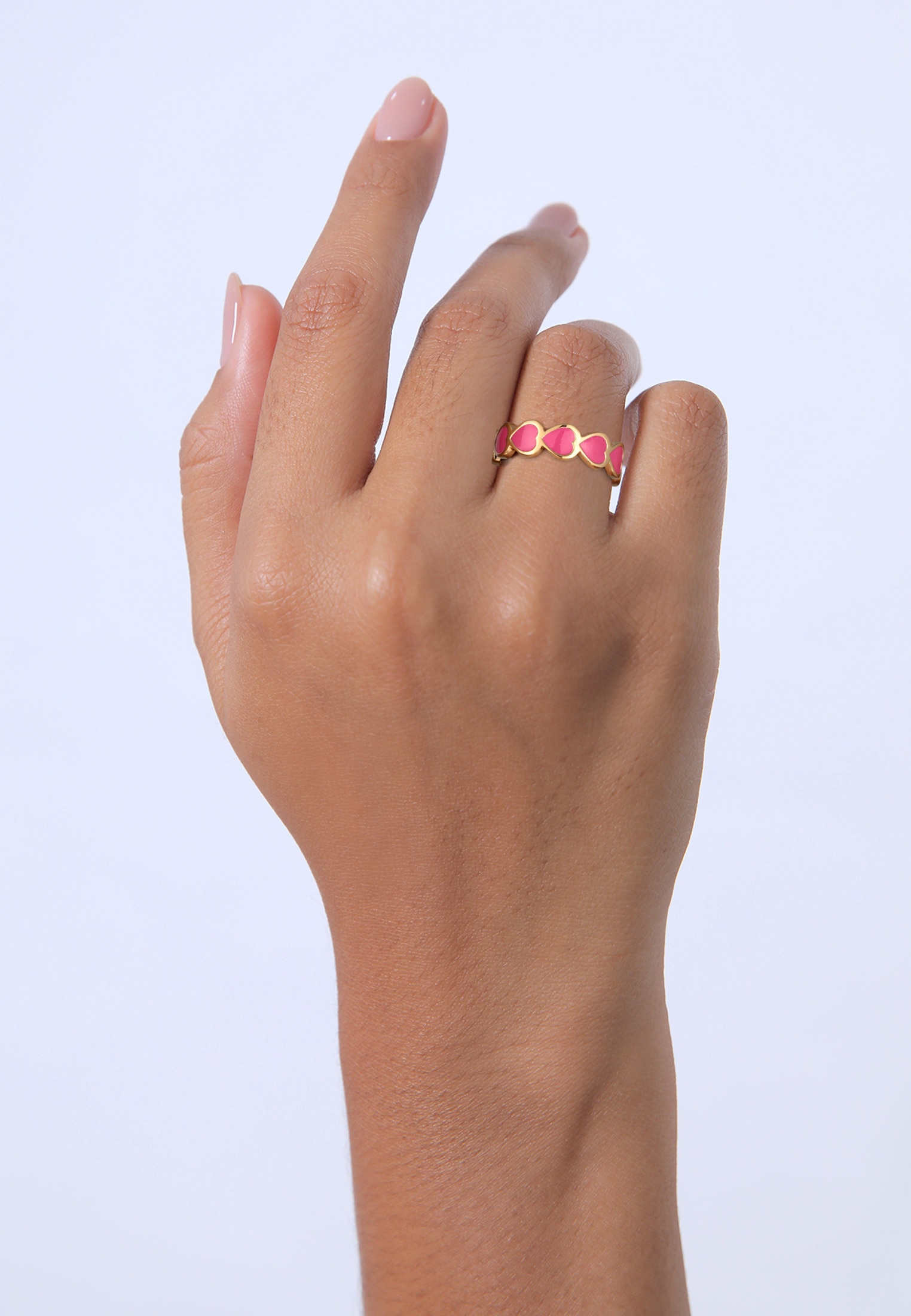 Elli Silberring »Ring Herz Ring Offen 925 Silber vergoldet«