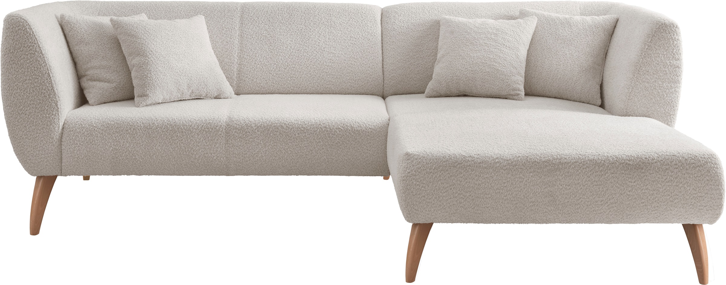 INOSIGN Ecksofa »Colori L-Form«, Holzfußfarbe wählbar, inkl. 4x Zierkissen