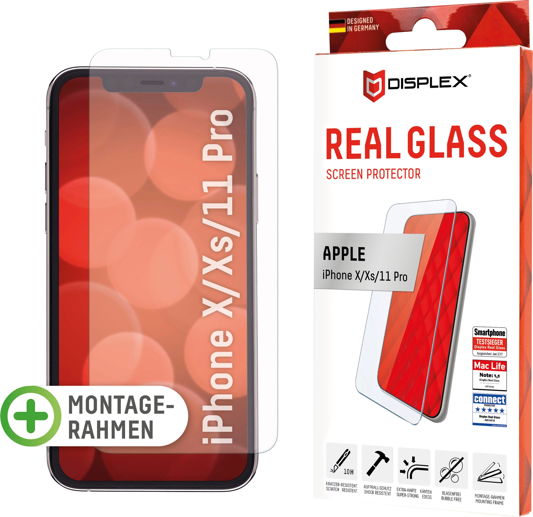 Displex Displayschutzglas »DISPLEX Real Glass Panzerglas für Apple iPhone X/XS/11 Pro (5,8")«, für Apple iPhone 11 Pro, XS