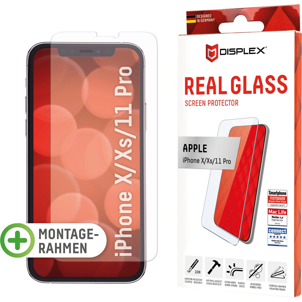 Displex Displayschutzglas »DISPLEX Real Glass Panzerglas für Apple iPhone X/XS/11 Pro (5,8")«, für Apple iPhone 11 Pro, XS