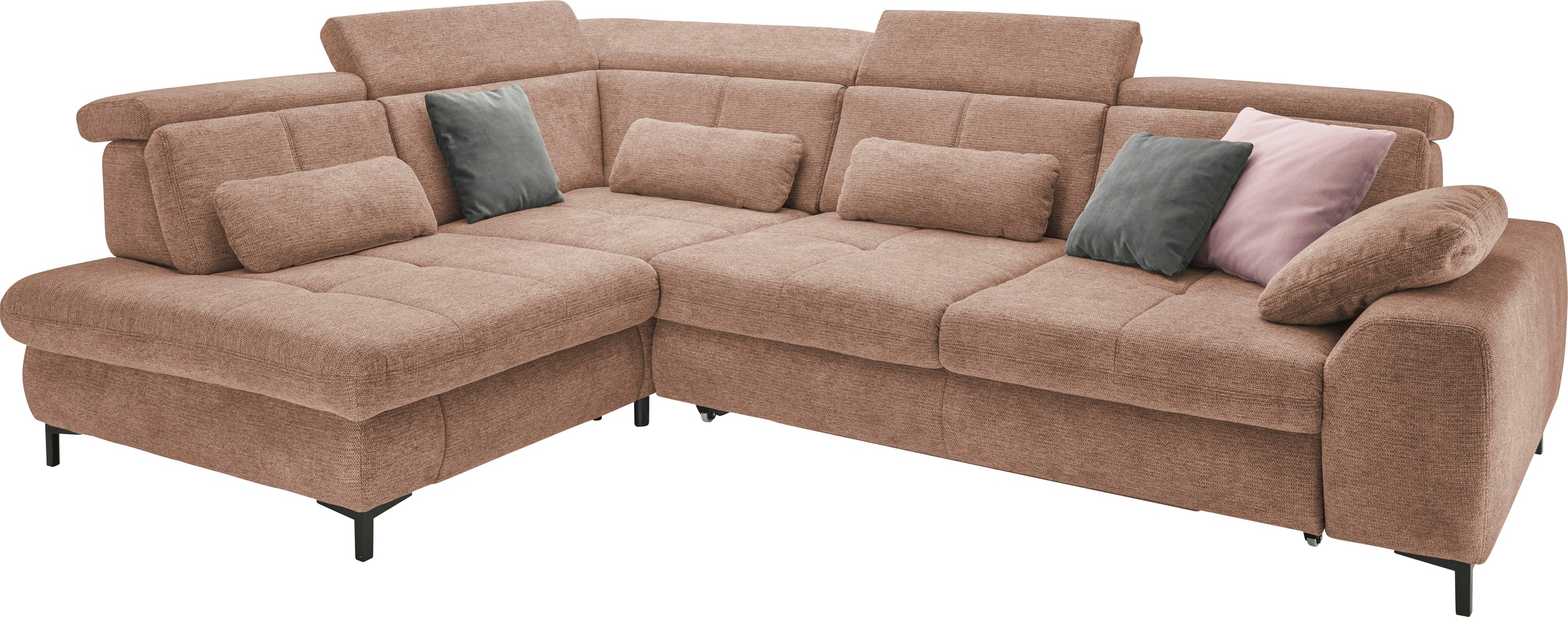 set one by Musterring Ecksofa »SO 3400 Sitzhöhe 47cm oder 49cm, Sitztiefe verstellbar, B/T 317/220 cm«, Kaltschaumpolsterung, Flachgewebe, whlw. mit Funktionen, Sitzhöhe 47