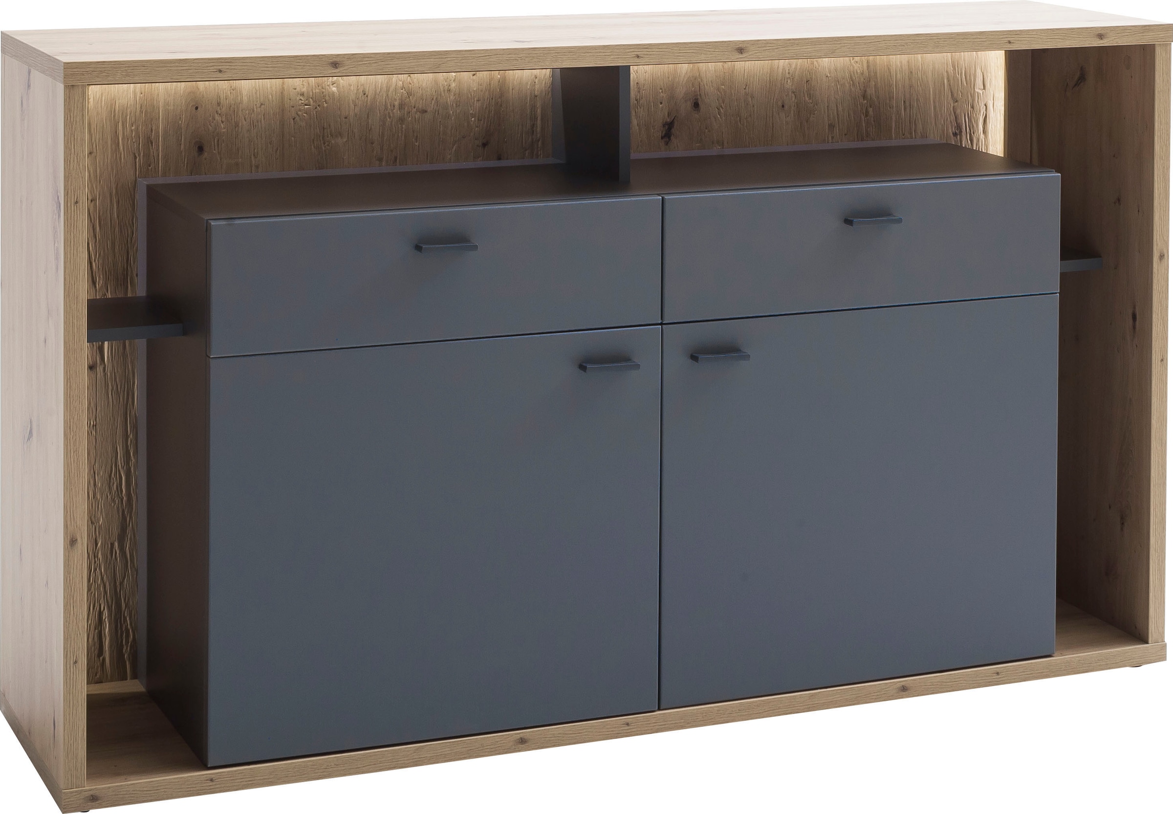 MCA furniture Sideboard »Lizzano«, Wohnzimmerschrank mit 3-D Rückwand, wahlweise mit Beleuchtung