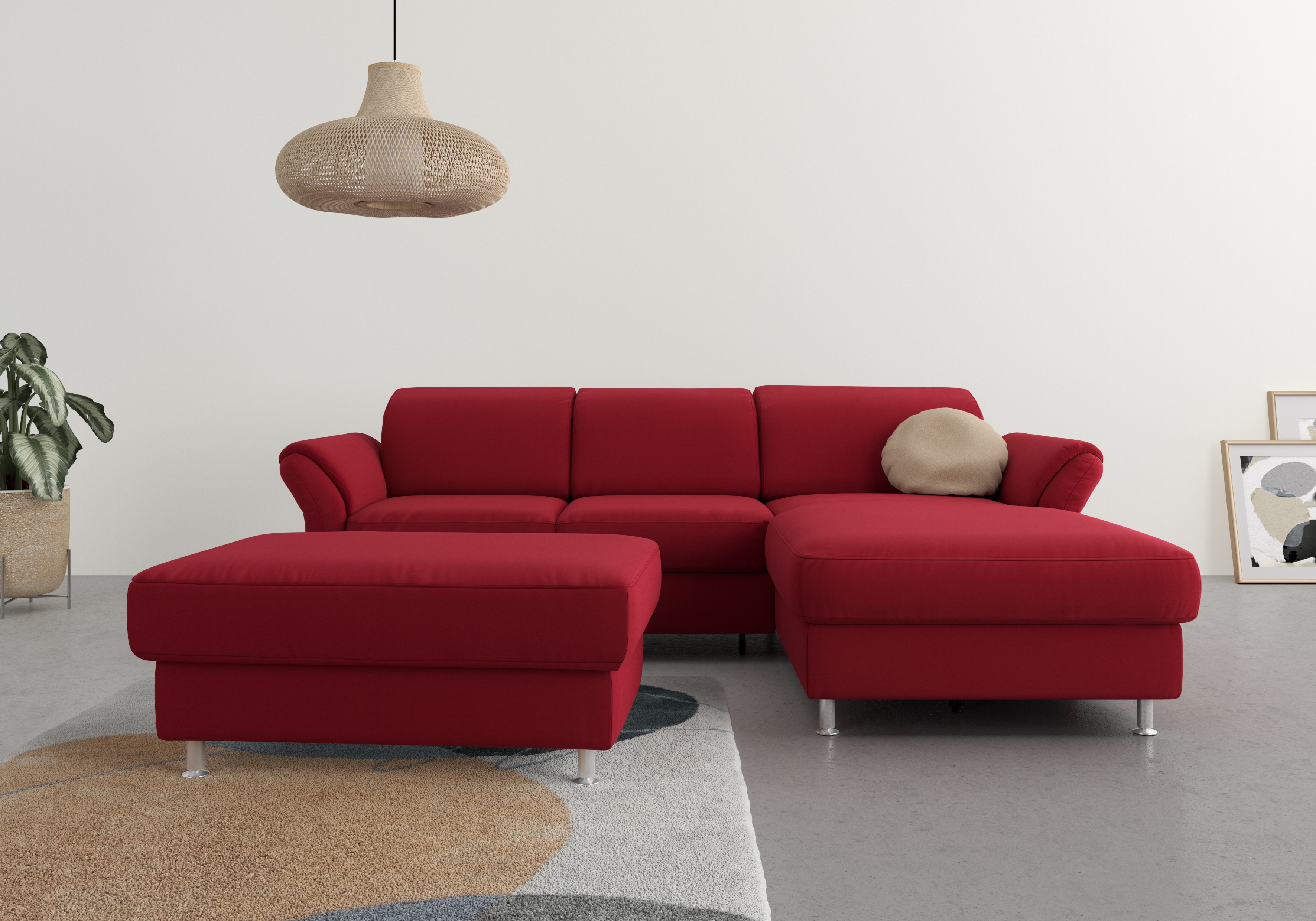 sit&more Ecksofa "Apulia L-Form" wahlweise Schlaffunktion, Bettkasten und Kopf- und Armteilverstellung