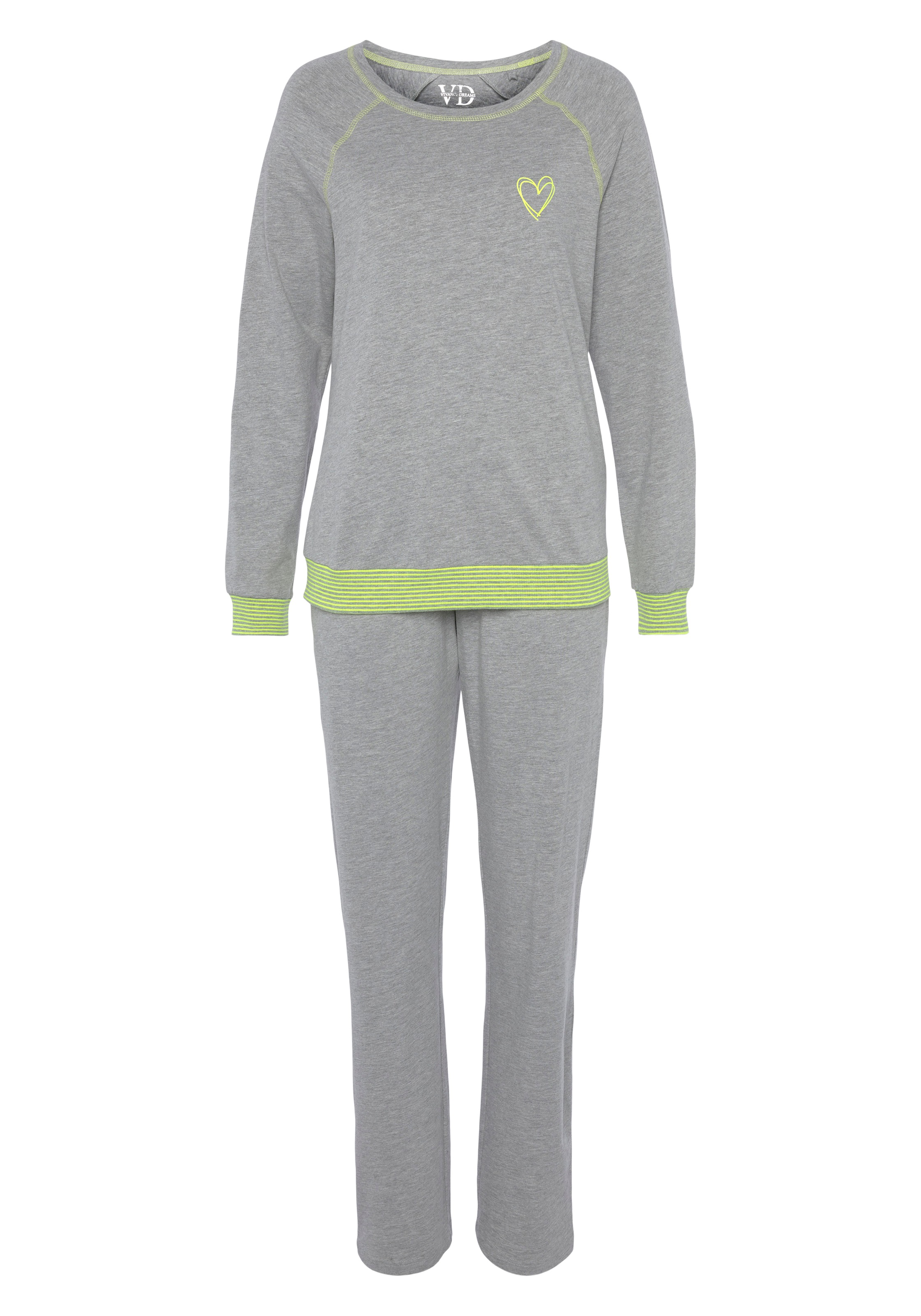 Vivance Dreams Pyjama, (2 tlg.), mit dekorativen Flatlock-Nähten in Neonfar günstig online kaufen