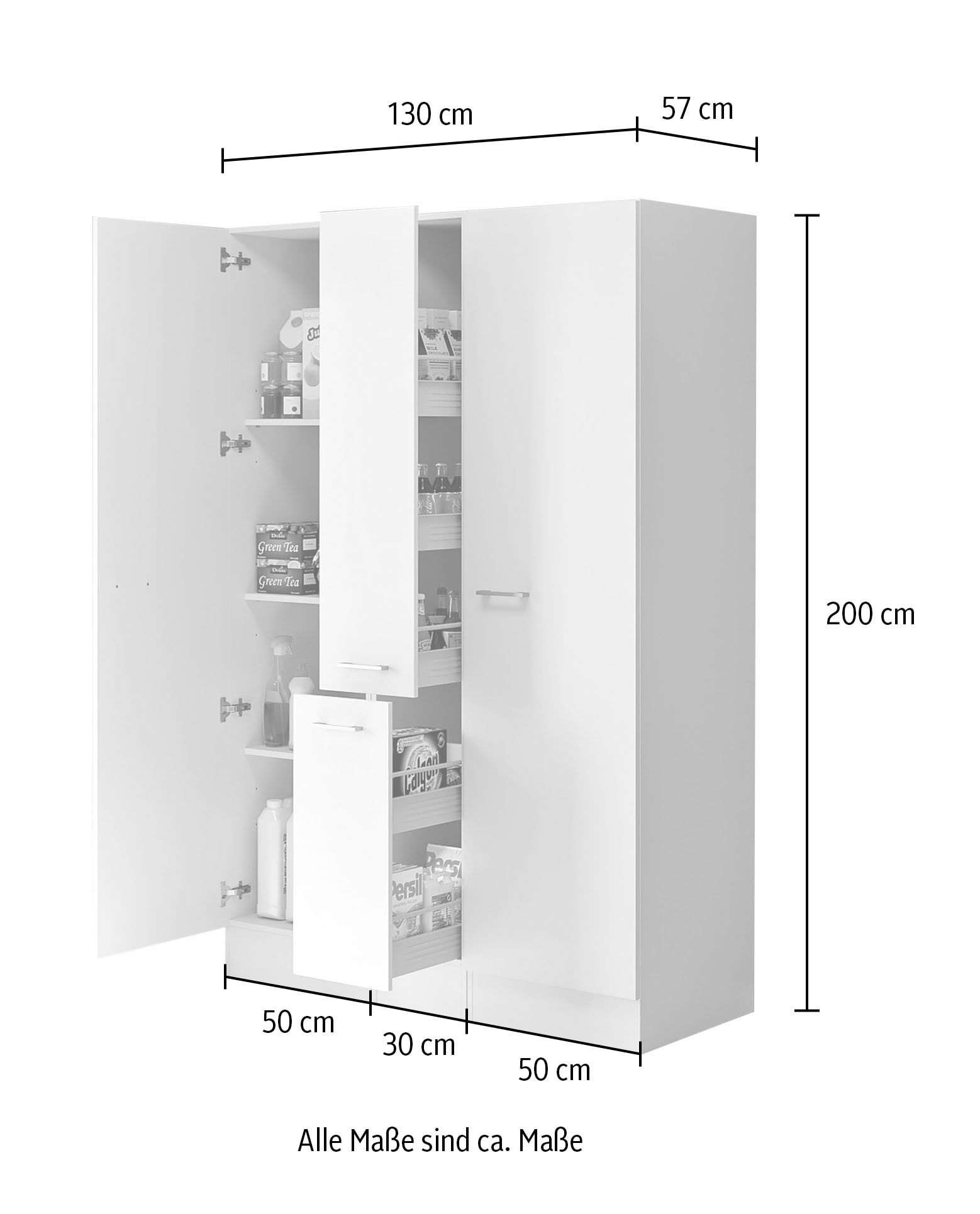 Flex-Well Mehrzweckschrank-Set »L-130-803-000-Lucca«, (Komplett-Set), Gesamtbreite 130 cm