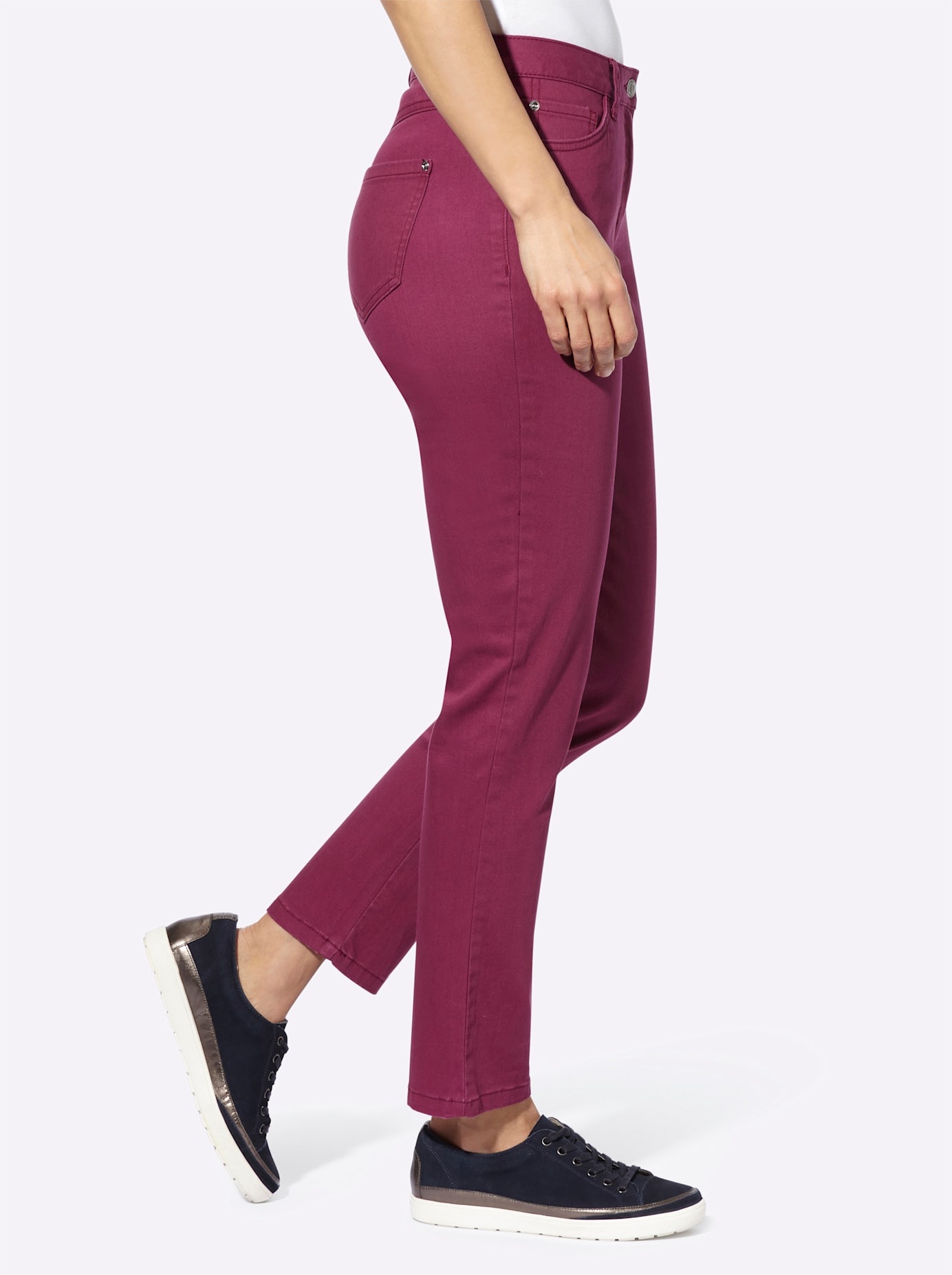 Stretch-Jeans CASUAL LOOKS, Damen, Gr. 48, Normalgrößen, rot (bordeaux), 96% Baumwolle, 4% Elasthan, unifarben, lang, Jeans 3