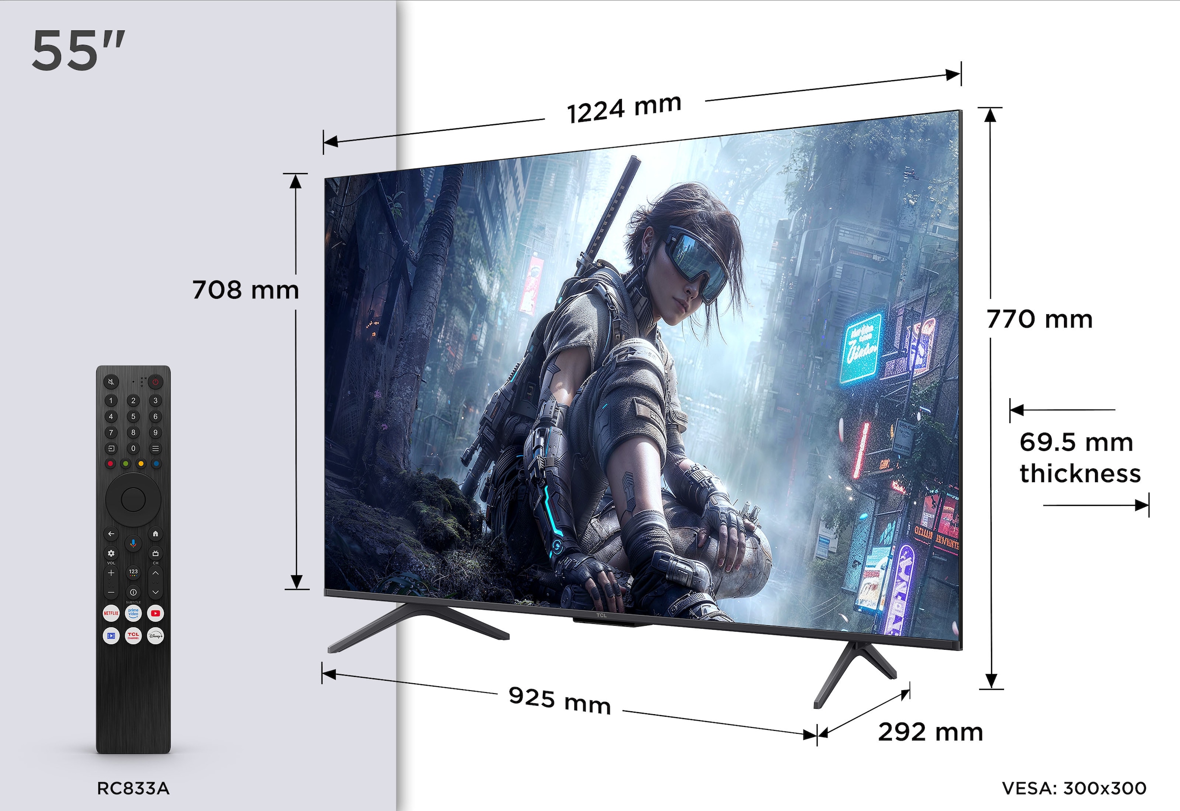 TCL Mini-LED-Fernseher »55T8D« 139 cm/55 ″ Smart-TV QD-Mini LED, AiPQ Pro Prozessor, 144Hz, ONKYO 2.1, Apple AirPlay 2
