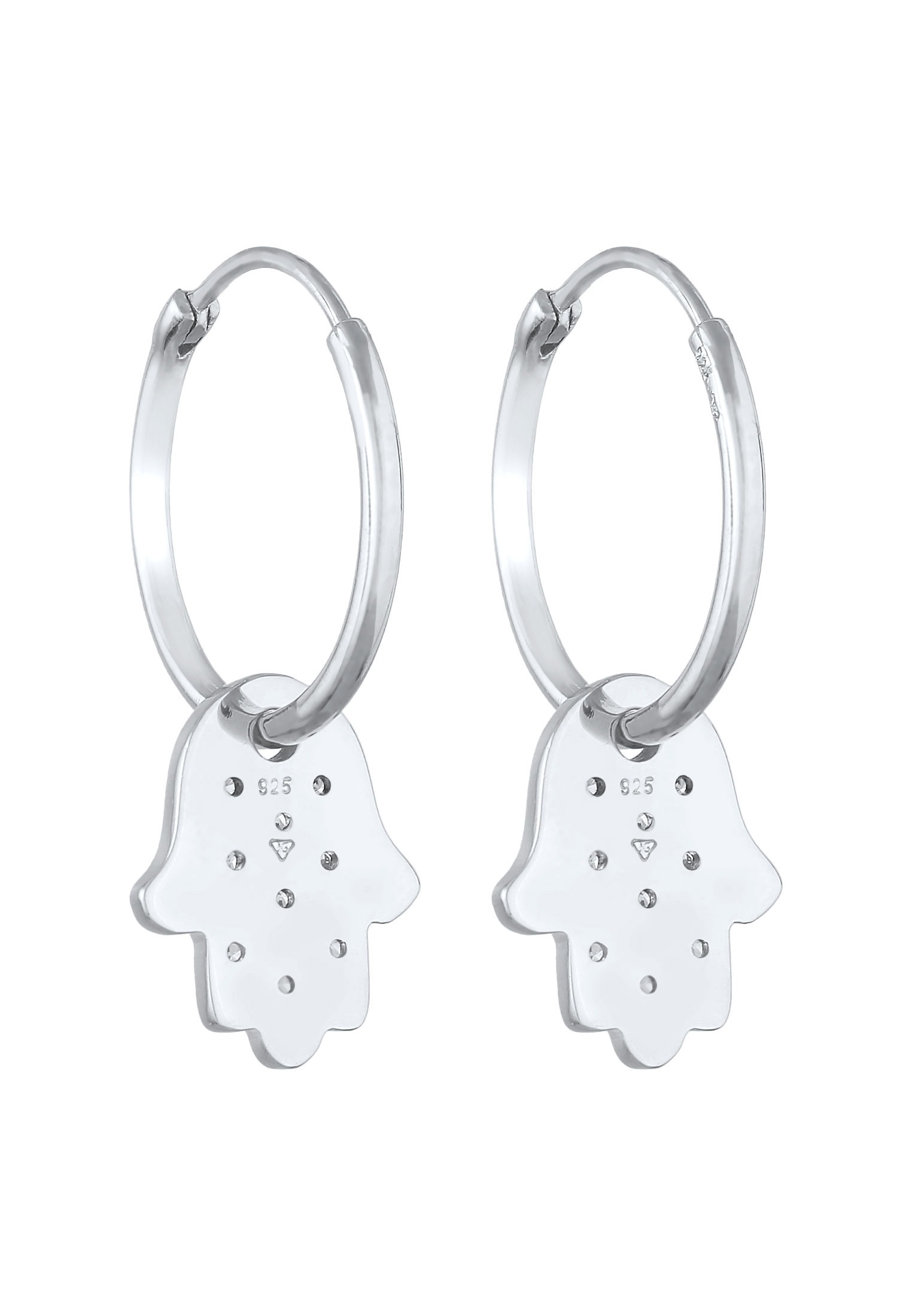 Elli Paar Creolen »Creolen Anhänger Hamsa Hand Zirkonia 925 Silber«