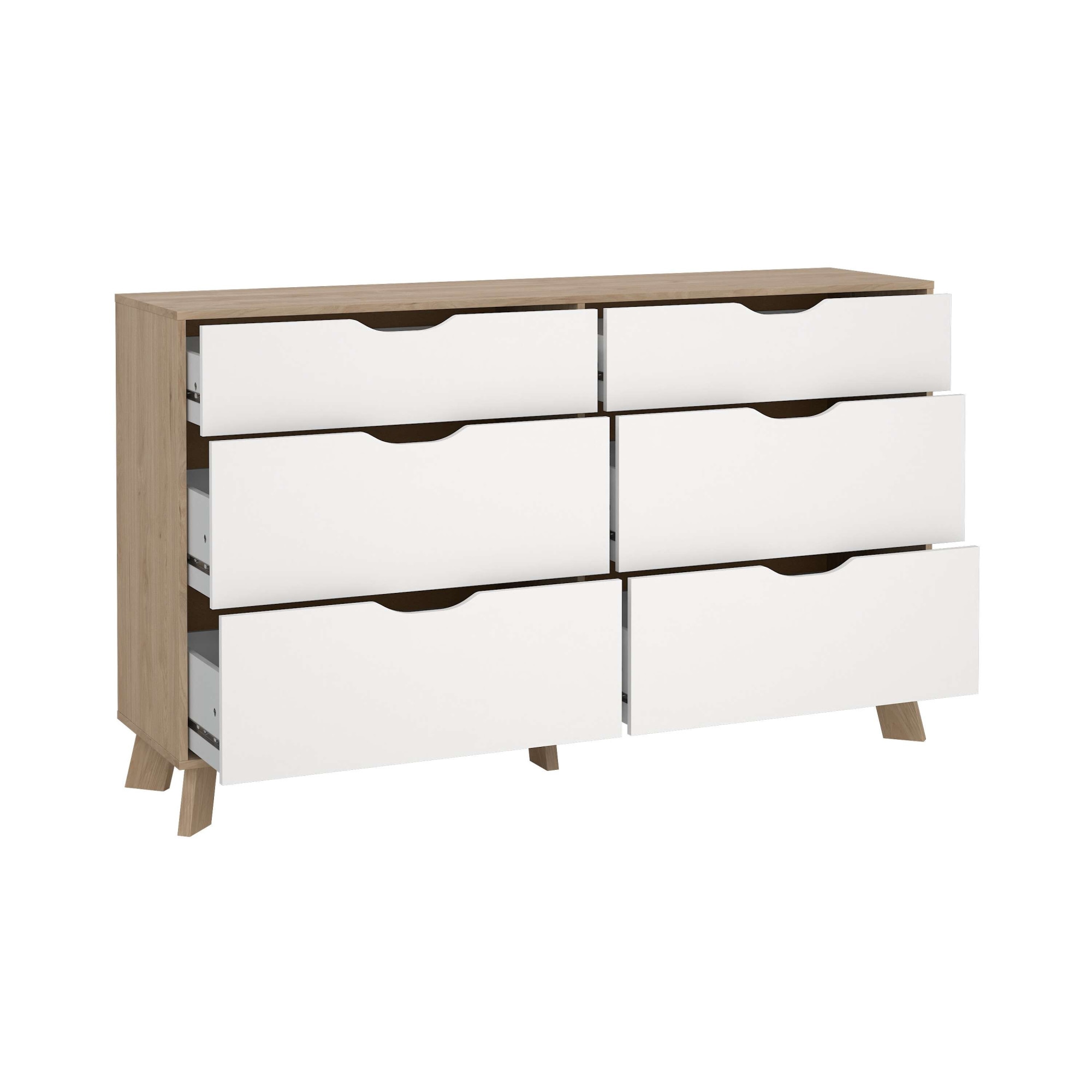 andas Kommode »Ikast, Schubladenschrank, Sideboard, Aufbewahrung, Stauraum«, 6 Schubladen, Eingriffsmulden, Breite 156 cm