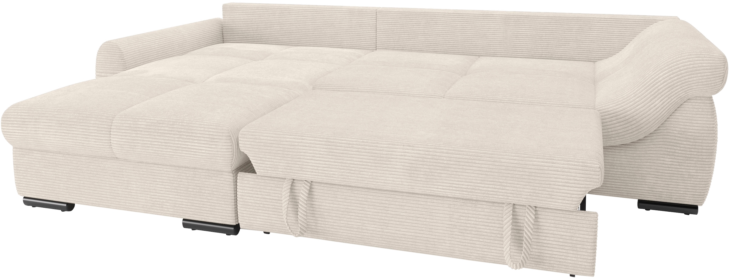 Mr. Couch Ecksofa »Livorno L-Form«, inkl. Hochschläfer-Bettauszug, XL-Bettkasten weiß beschichtet
