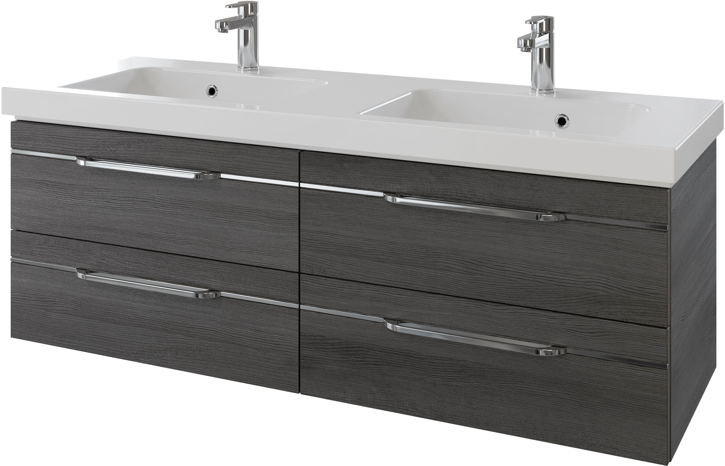 Saphir "Serie Balto Mineralmarmor-Waschtisch mit Unterschrank, 147,8 cm breit" 2 Stk. tlg. Doppel-Waschplatz mit 4 Schubladen, in verschiedene Ausführungen