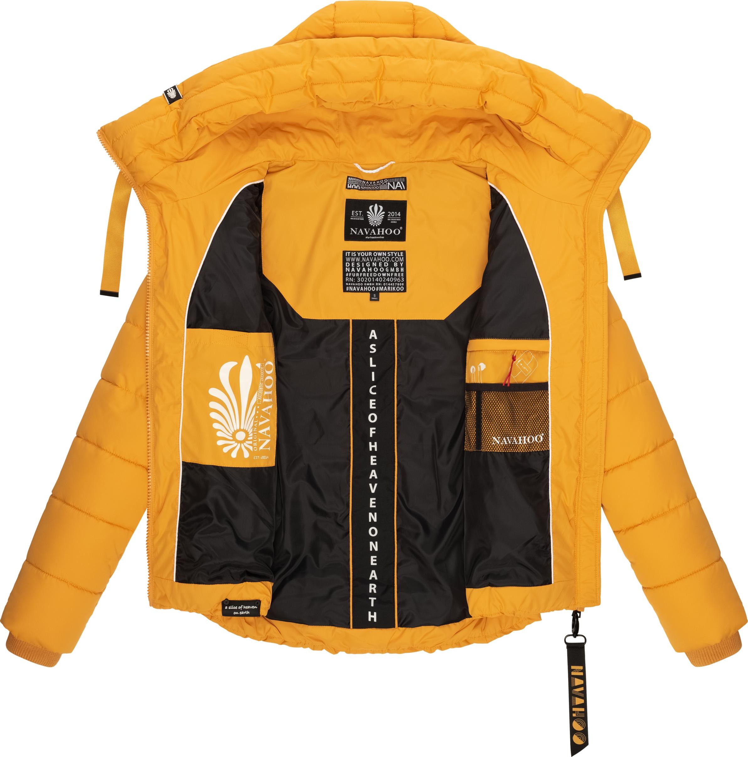 Navahoo Steppjacke »Amayaa«, mit Kapuze, stylische Damen Winterjacke mit coolen Applikationen