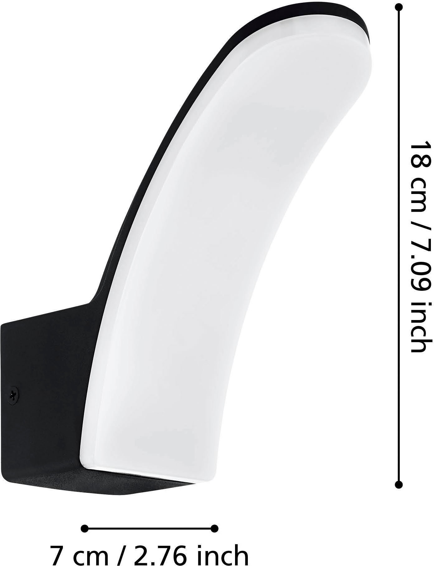 EGLO Wandleuchte »Fiumicino Außen-Wandlampe, Außenleuchte, Alu und Kunststoff, IP44« LED-Modul 1 Stk. Warmweiß Wand-/Deckenleuchte - L7 x H18 x AL19 cm - schwarz - 11,5W inkl.