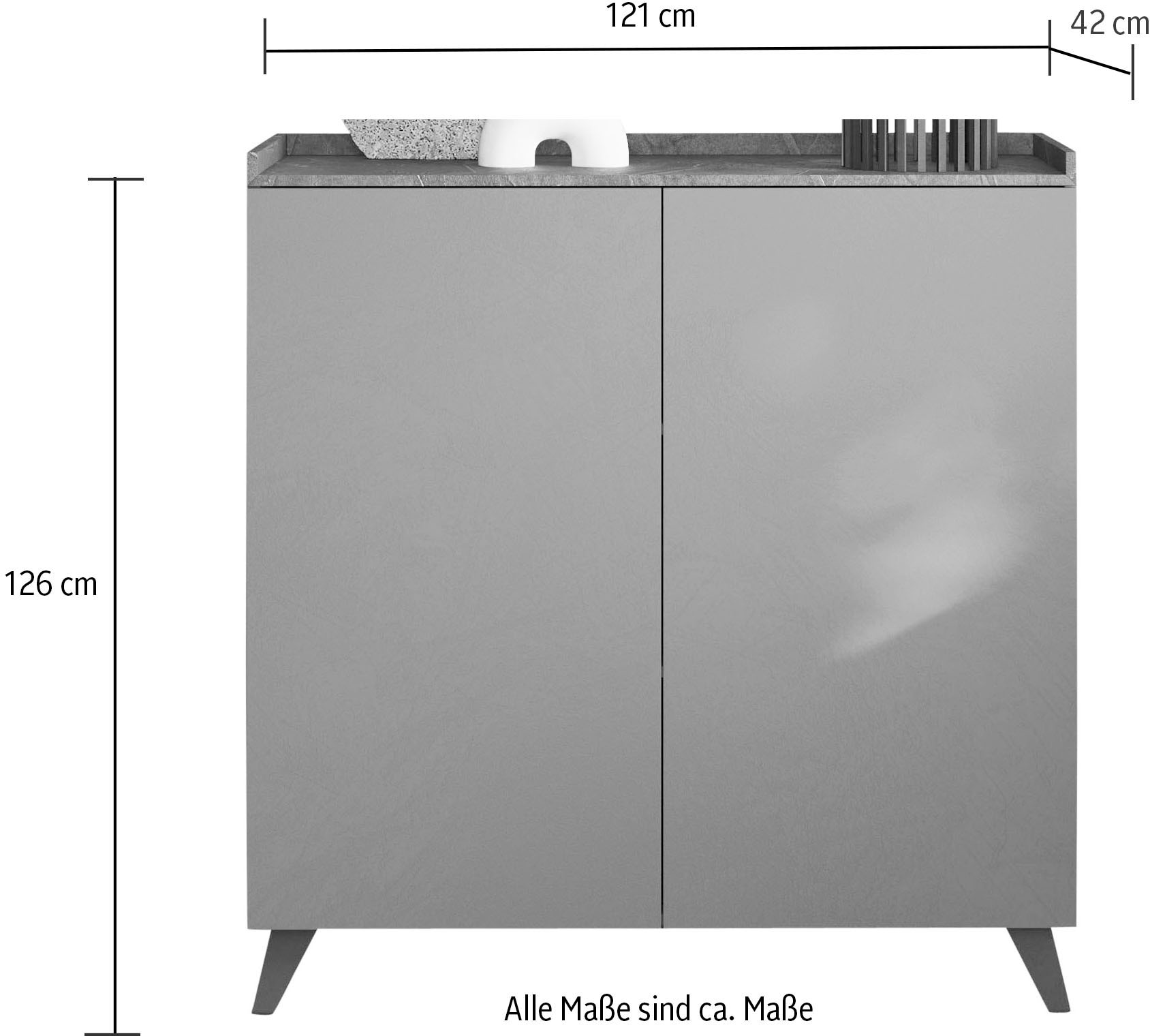 INOSIGN Highboard »Tray, Breite 121, Höhe 126 cm mit 2 Türen«, Top "Tablet", Push-to-open Funktion