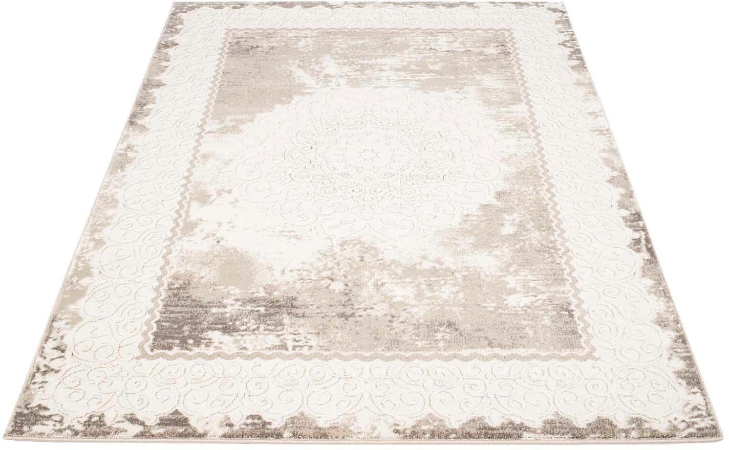 Carpet City Teppich "Platin 8058", rechteckig, 11 mm Höhe, Kurzflor, Bordüre, Glänzend durch Polyester