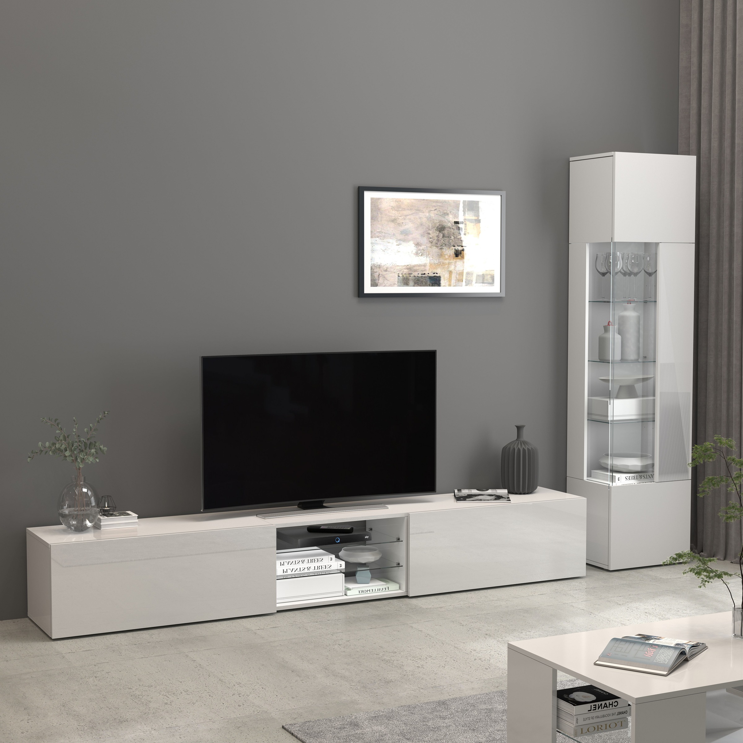 INOSIGN Vitrine »Egypt«, komplett hochglanz lackiert, 1 Glastür mit 3 Glasböden