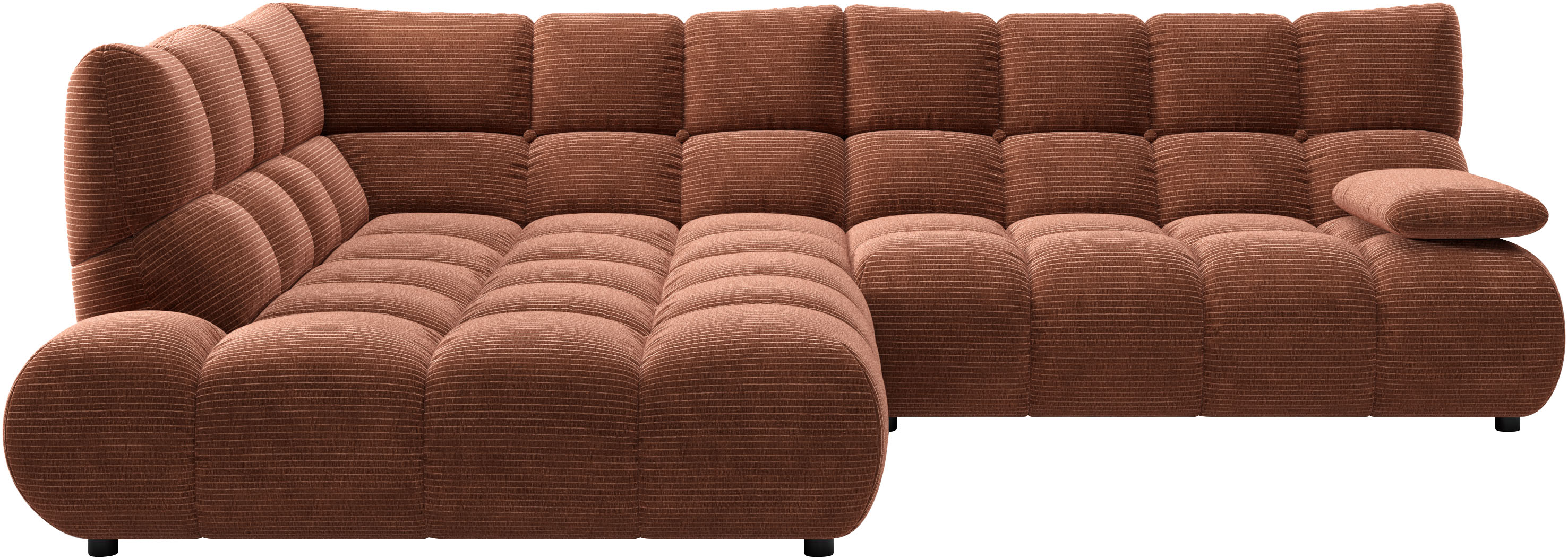 Home affaire Ecksofa "Cozy Bubble, mit klappbarer Armlehne, Breite 289 cm" mit eleganter Steppung, Rundumbezug & weicher Polsterung