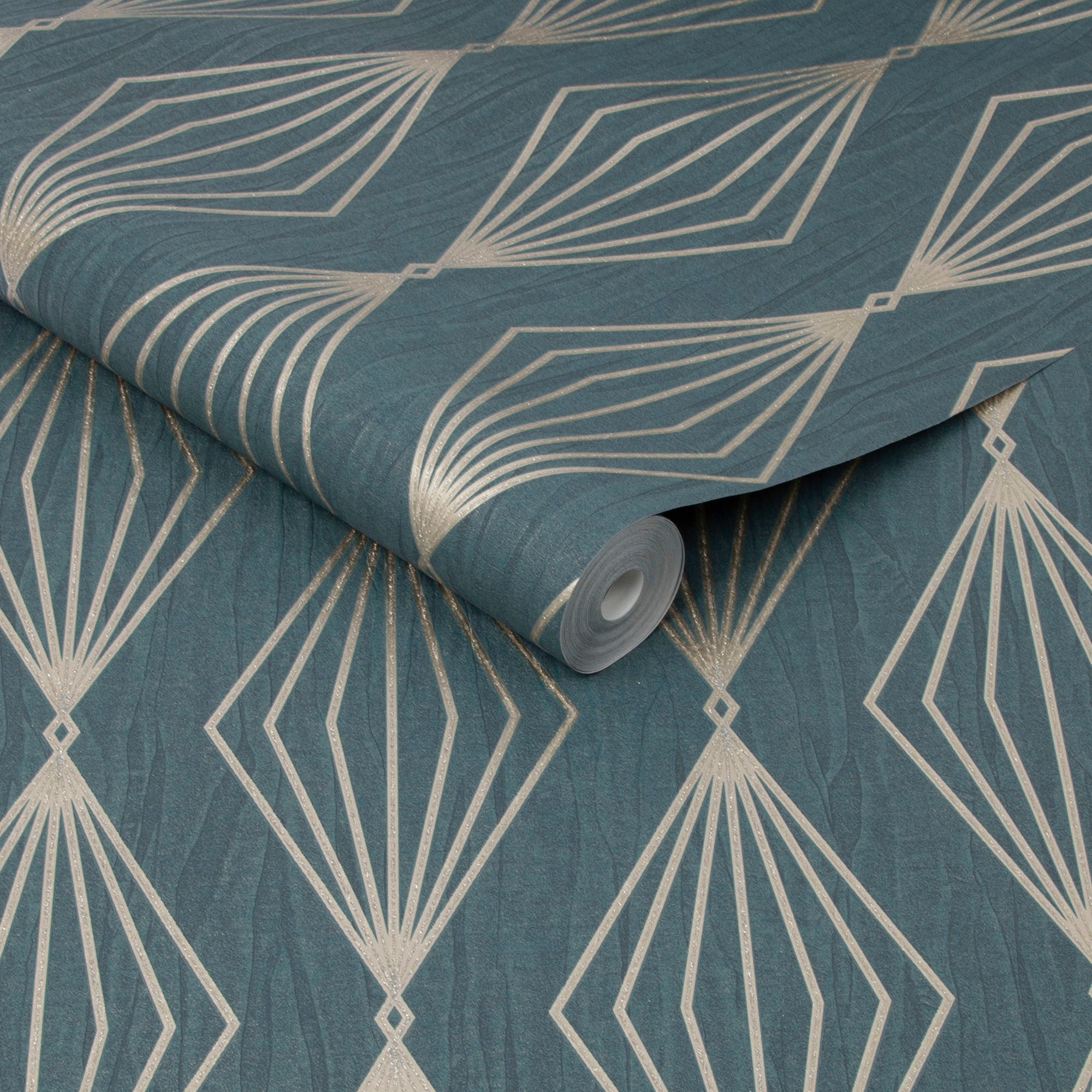 Thumbnail - Boutique Vliestapete "Marquise Geo" geometrisch Dunkelgrün - 10mx52cm