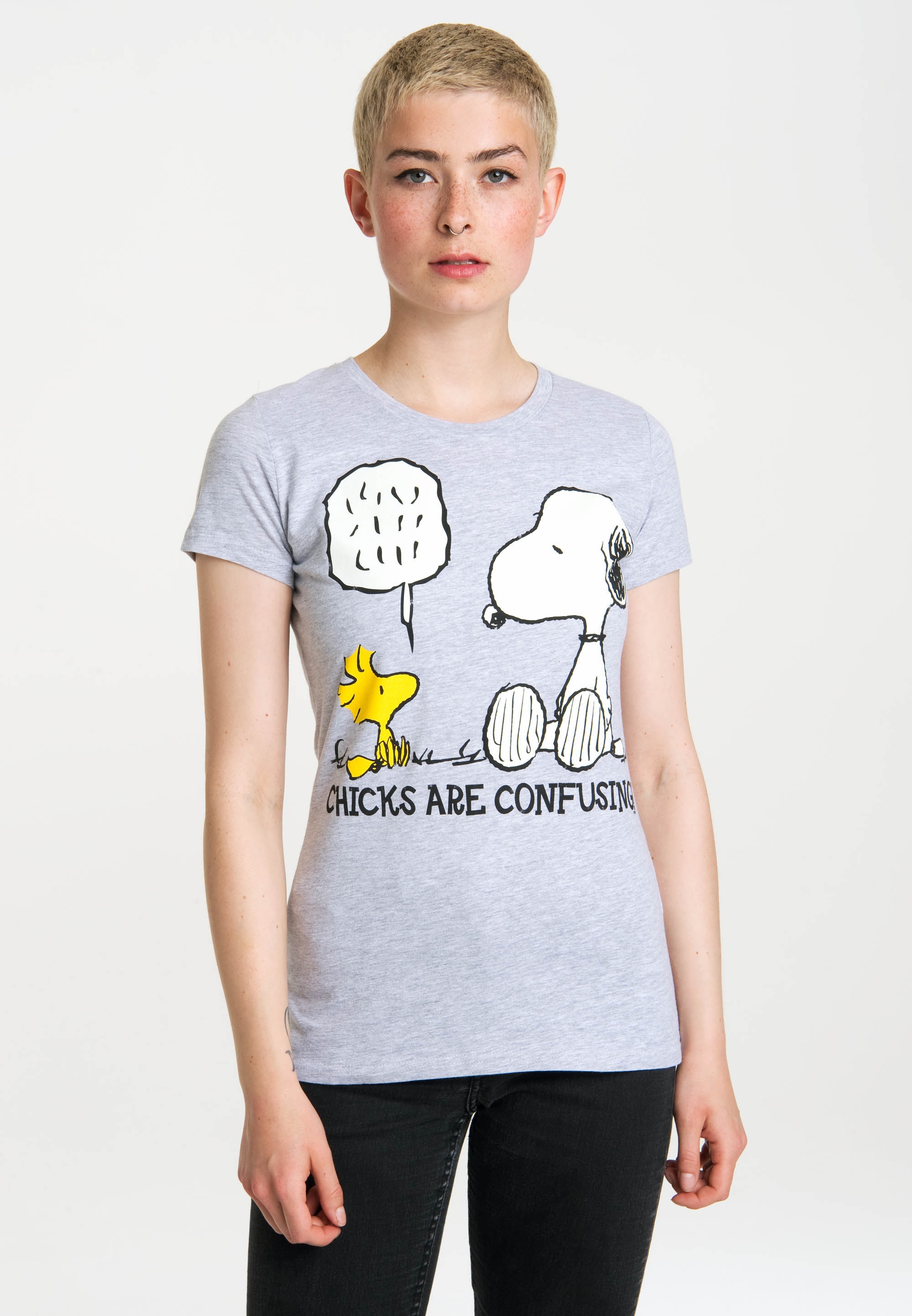 LOGOSHIRT mit Snoopy-Frontprint Peanuts«, kaufen T-Shirt | - BAUR für niedlichem »Snoopy