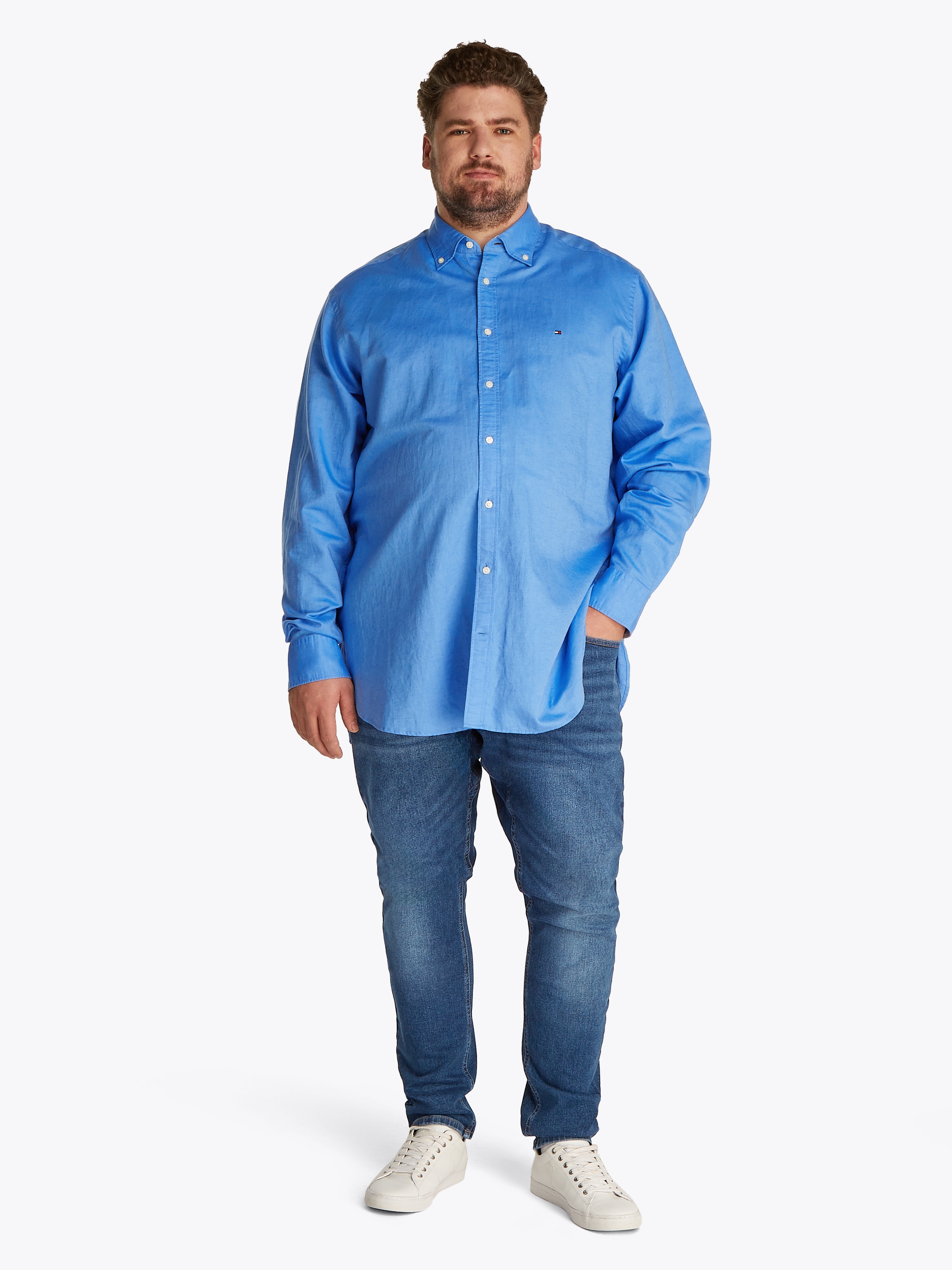 Tommy Hilfiger Big & Tall Langarmhemd »BT-LINEN BLEND SOLID«, Große Größen