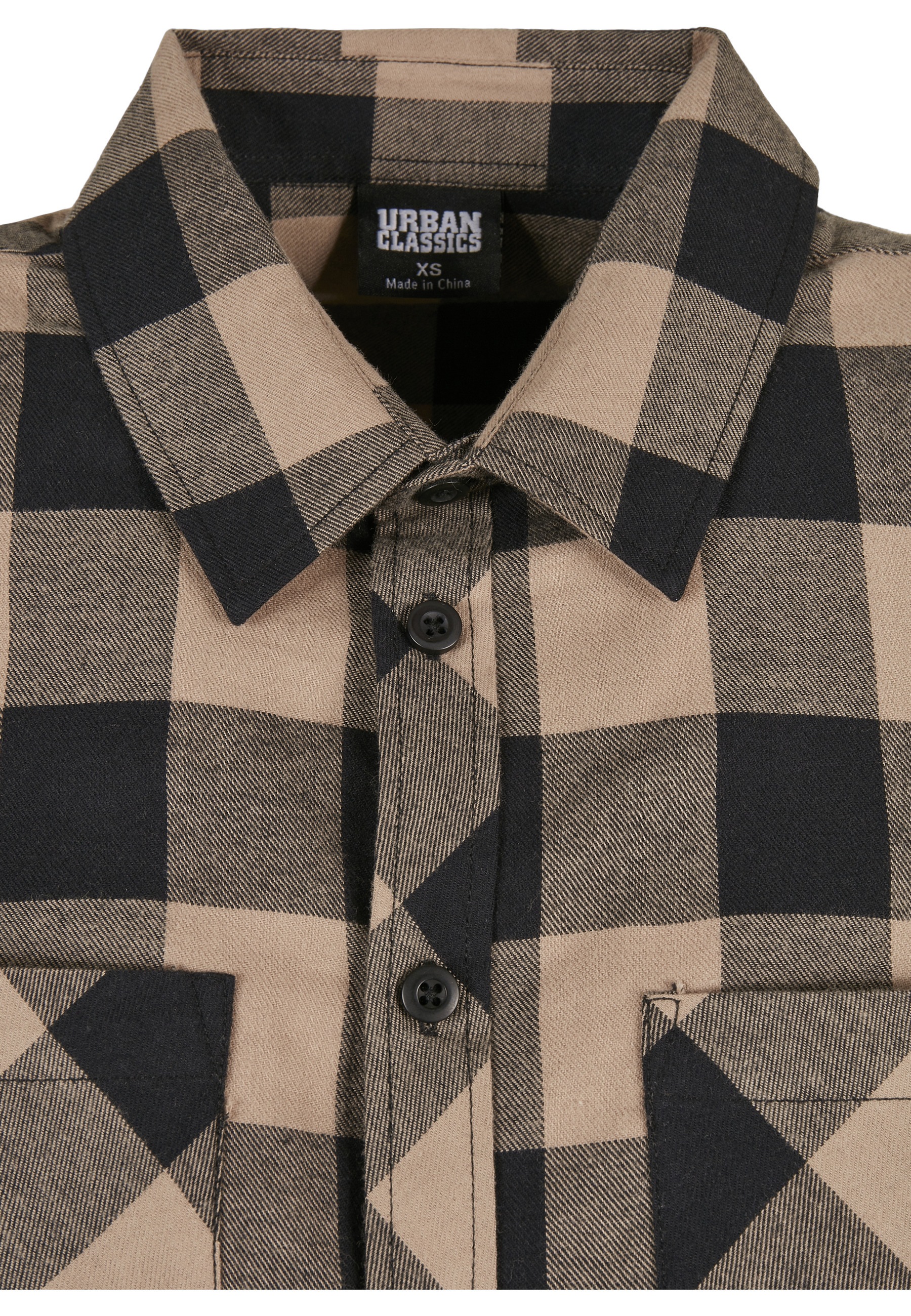 URBAN CLASSICS Kurzarmshirt »Urban Classics Damen Ladies Turnup Checked Flanell Shirt« 1 Stk.