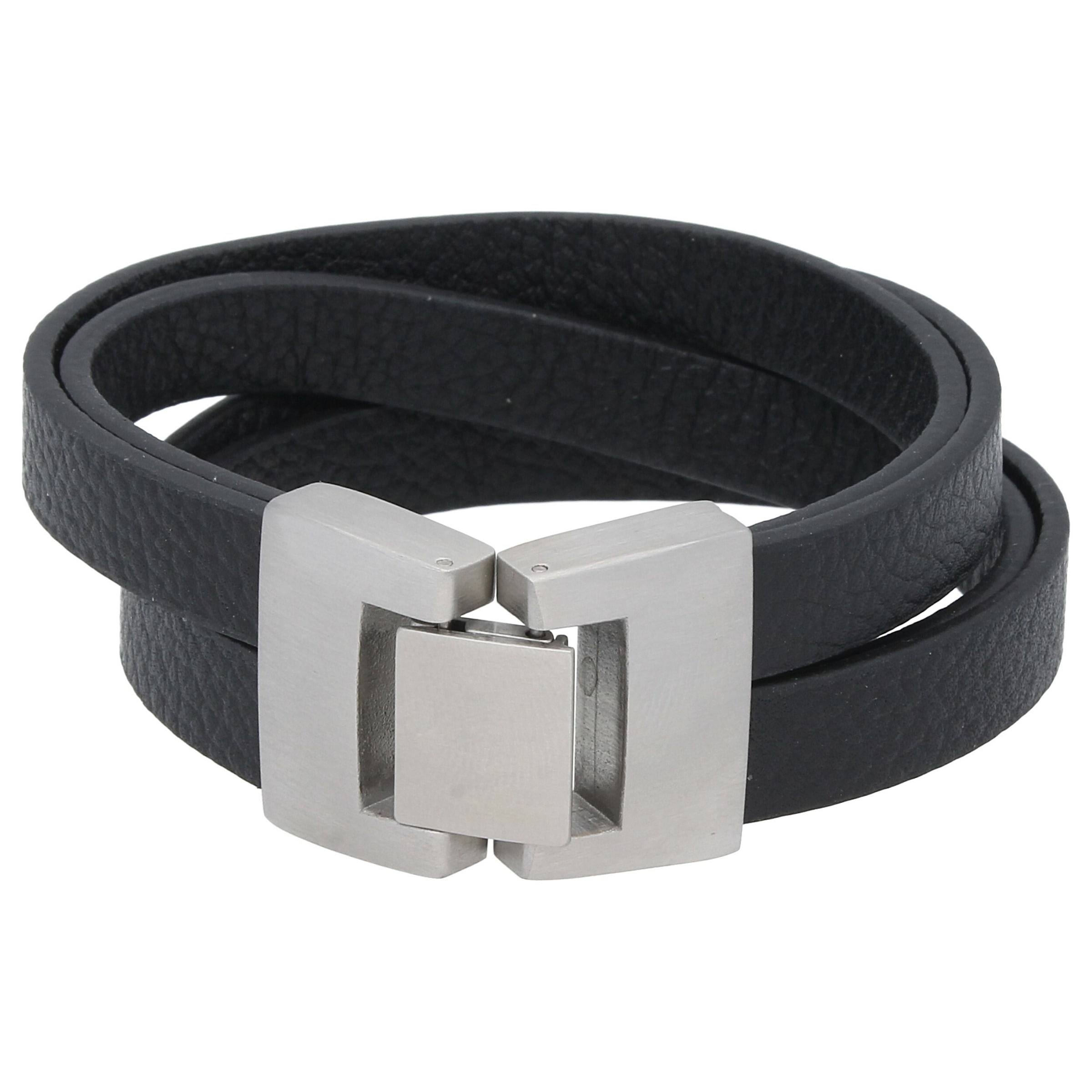 Jacques Charrel Armband »4 reihig, verschlungen, Leder schwarz, Edelstahl«  | BAUR