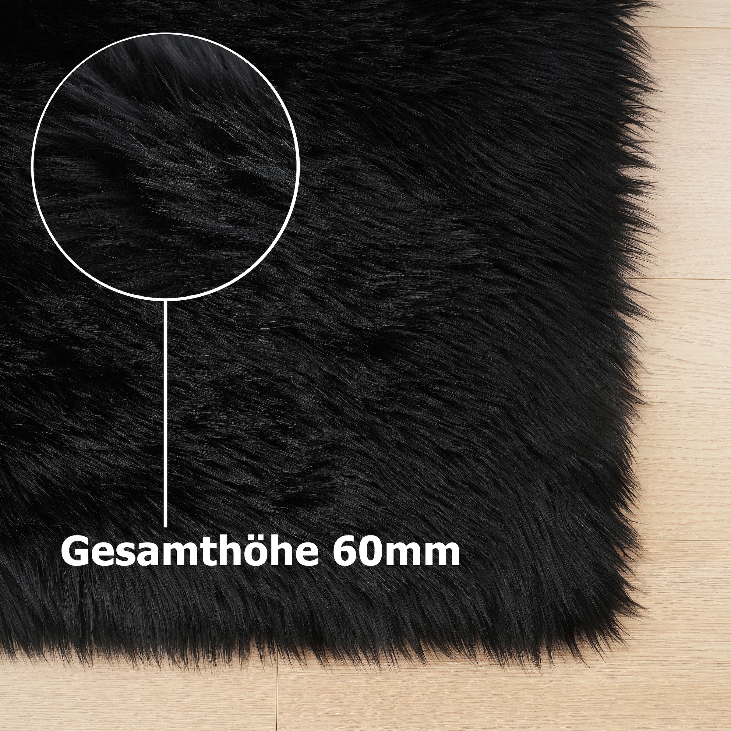 my home Fellteppich »Dena, Hochflor Teppiche, kuschelig weich«, rechteckig, 60 mm Höhe, Kunstfell, Uni-Farben, Wohnzimmer, Schlafzimmer, Esszimmer