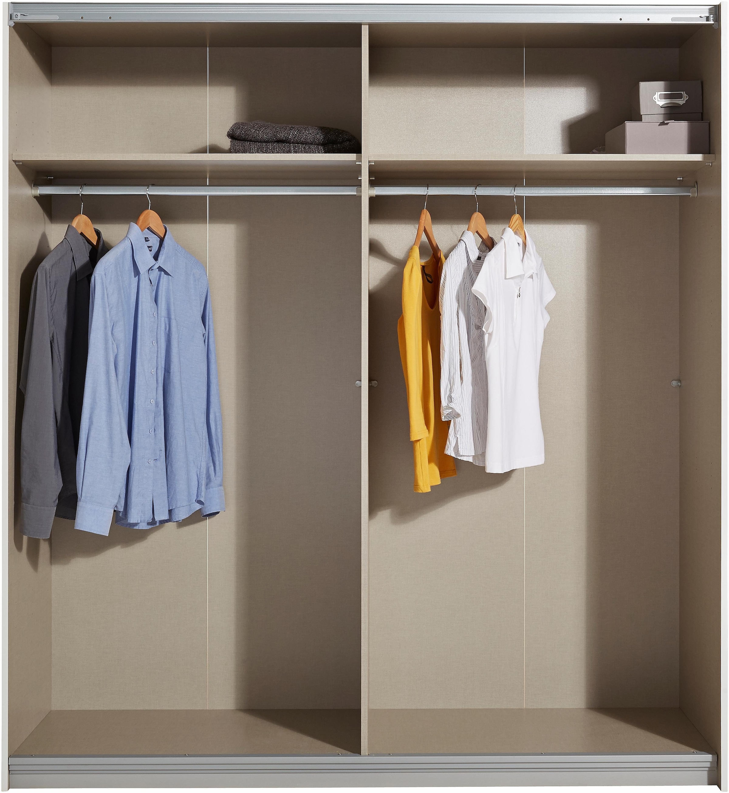 rauch Schwebetürenschrank »Subito Kleiderschrank Bestseller«, Schlafzimmerschrank Garderobe mit 4 Spiegel- und 4 Glaselementen