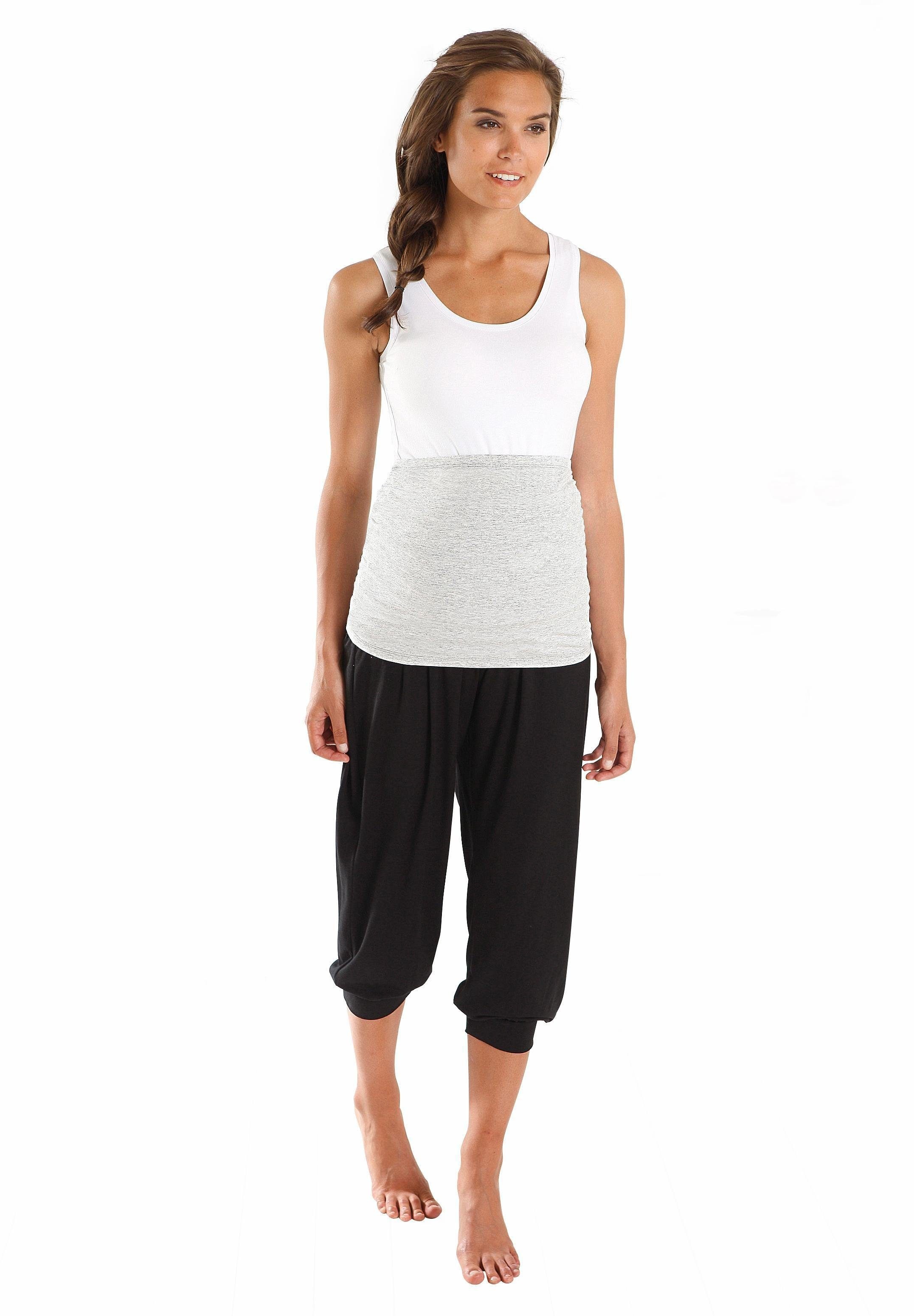 Umstands-Set NEUN MONATE "2er Pack Bauchbänder für Schwangerschaft und Stillzeit", Damen, Gr. - (1), grau (grau, schwarz), Graumeliert (Obermaterial): 95% Baumwolle, 5% Elasthan. Obermaterial: 81% Baumwolle, 14% Viskose, 5% Elasthan, unifarben, Basic, KOB 2