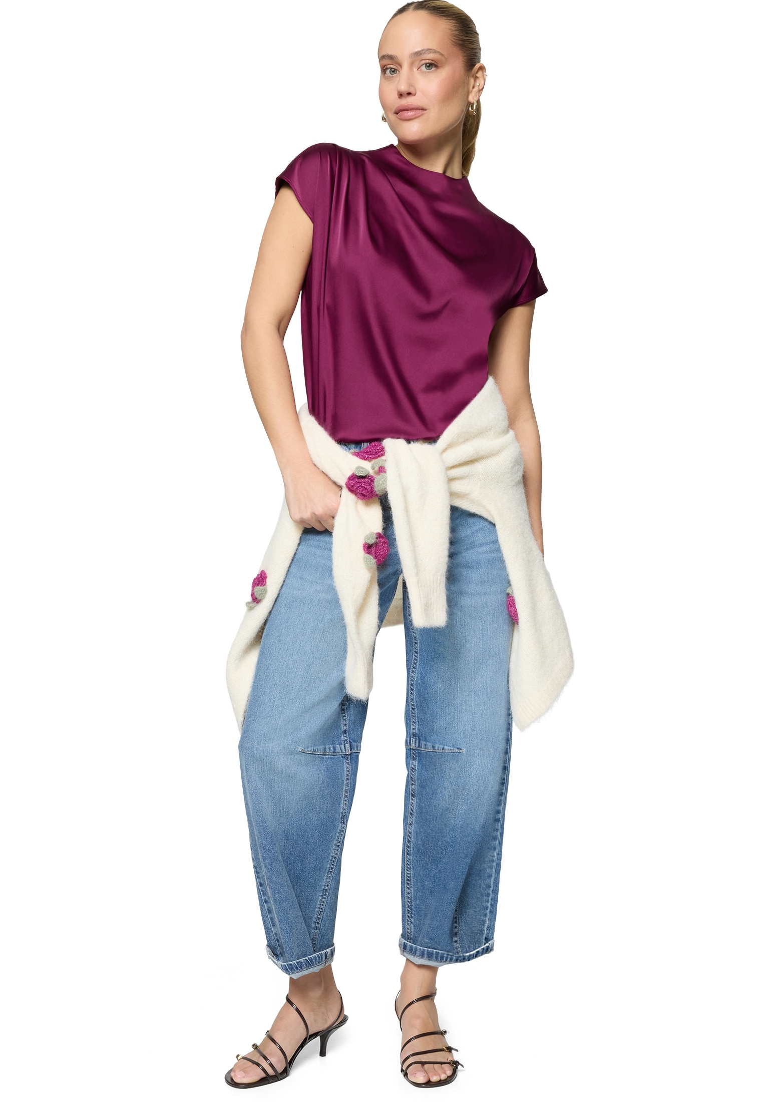 Zero Satinbluse »Damen mit Kragen«