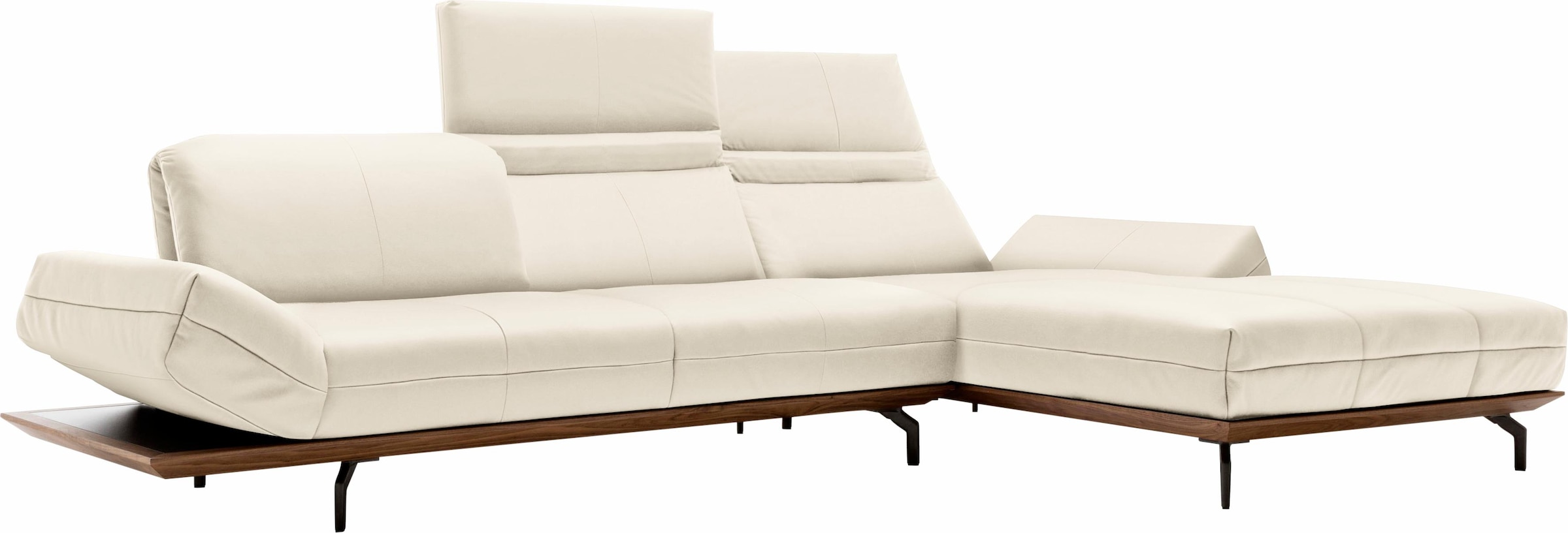 Creation BY ROLF BENZ Ecksofa »CR.420, Designecksofa, L-Form«, in 2 Qualitäten, Holzrahmen in Eiche Natur oder Nußbaum, Breite 313 cm