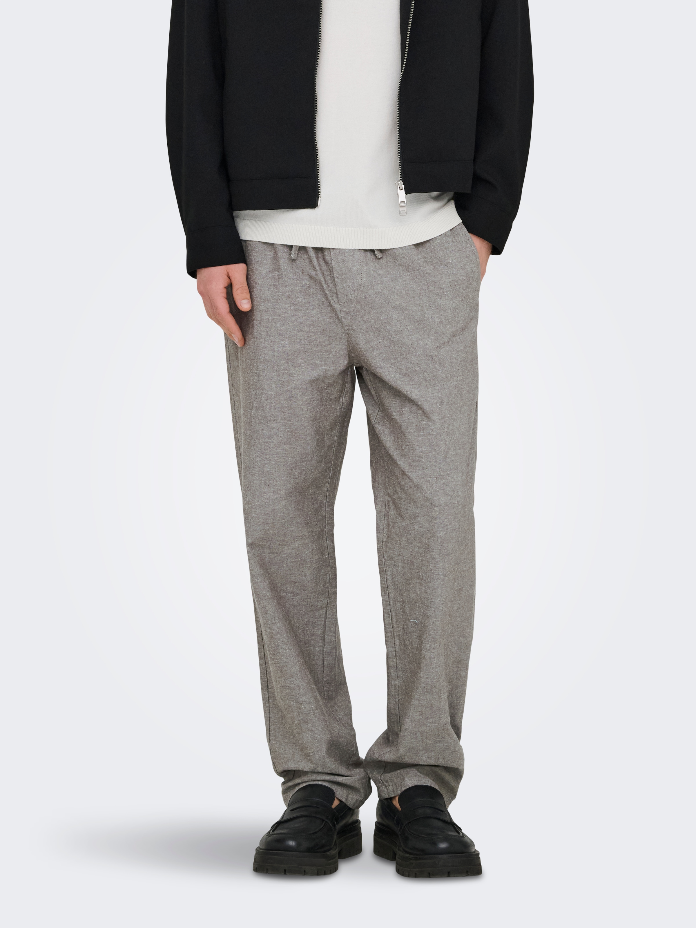 Only & Sons Schlupfhose "Onssinus Loose 0007 Cot Lin Pant Noos" Baumwolle Mit Leinen, Locker Geschnitten