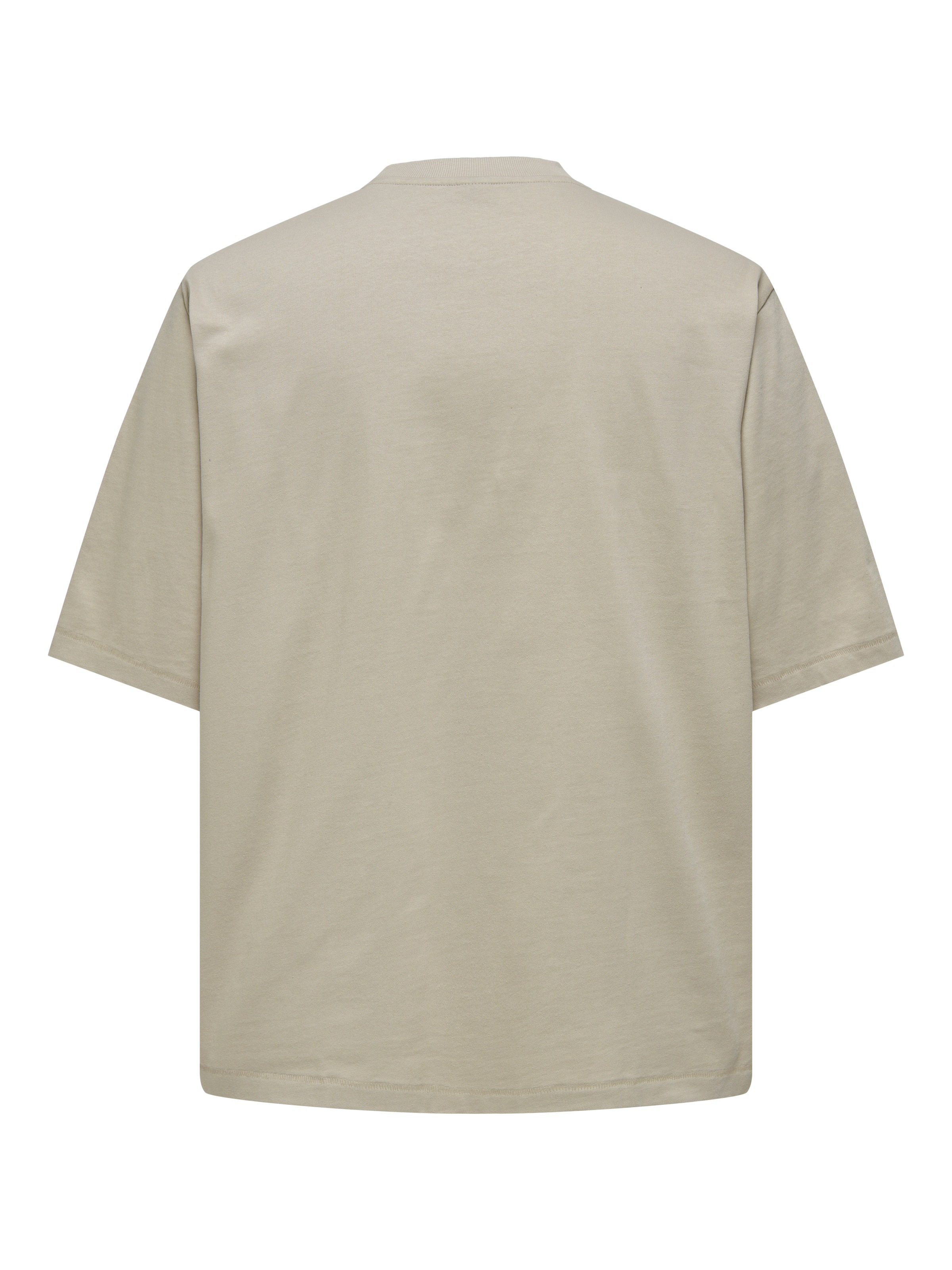 Rundhalsshirt ONLY & SONS "ONSMILLENIUM OVZ SS TEE NOOS", Herren, Gr. M, beige (silber lining), Single Jersey, Obermaterial: 100% Baumwolle, unifarben, loose fit normal, Rundhals, gerader Abschluss, Shirts Rundhalsshirt 3