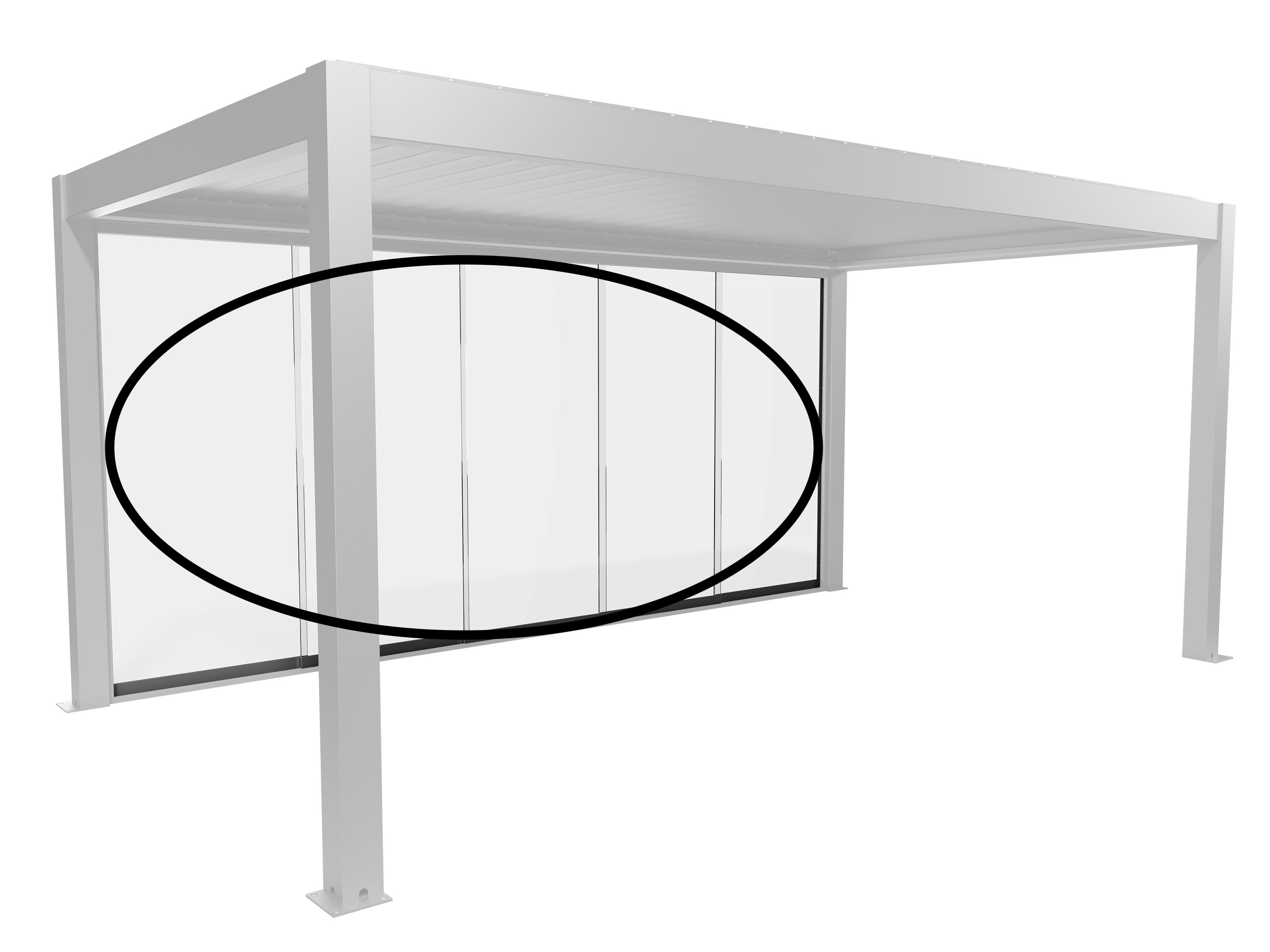 Biohort Glasschiebetür "Klarglas Gr. 5,5 m für Pergola, verschiedene Farben" 512,5x 234,9 cm, Glaselemente aus 10 mm ESG