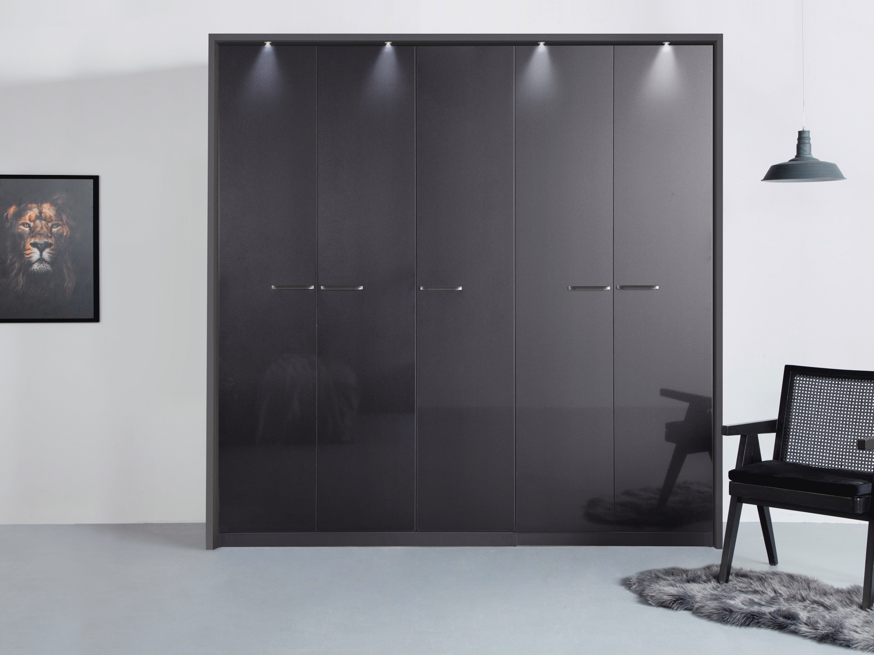 OTTO home "Mehrzweckschrank Aktenschrank Möbel Mietswohnung Schlafzimmer OTELI" erhältlich in Breiten 230/275 cm inkl. Innenschubladen und extra Böden, inkl. Passepartout optional mit Beleuchtung MADE IN GERMANY