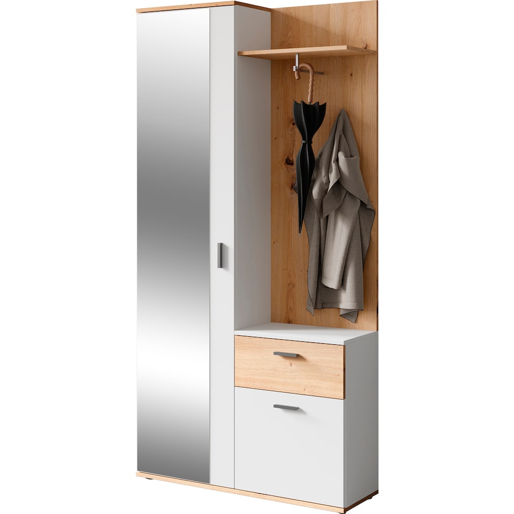 byLIVING Kompaktgarderobe »Jakob«, mit großem Spiegel und Ablage, Breite 97 cm