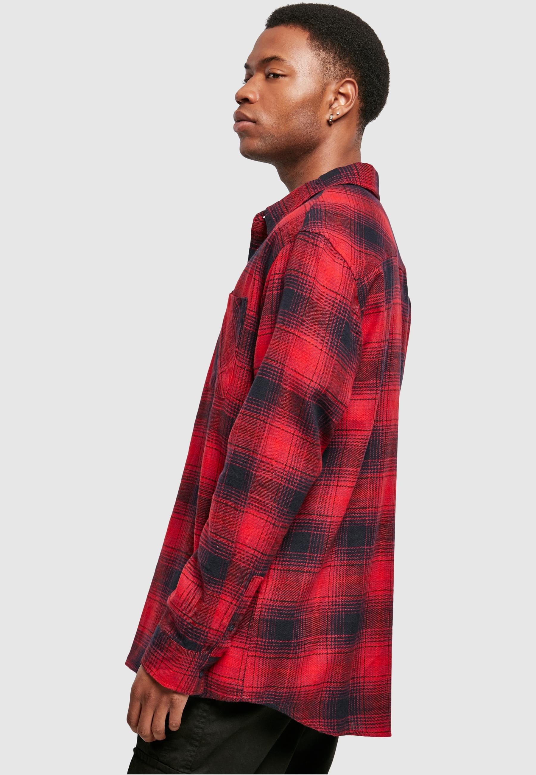 URBAN CLASSICS Langarm-Poloshirt »Urban Classics Herren Oversized Checked Grunge Shirt«, (1 tlg.)
