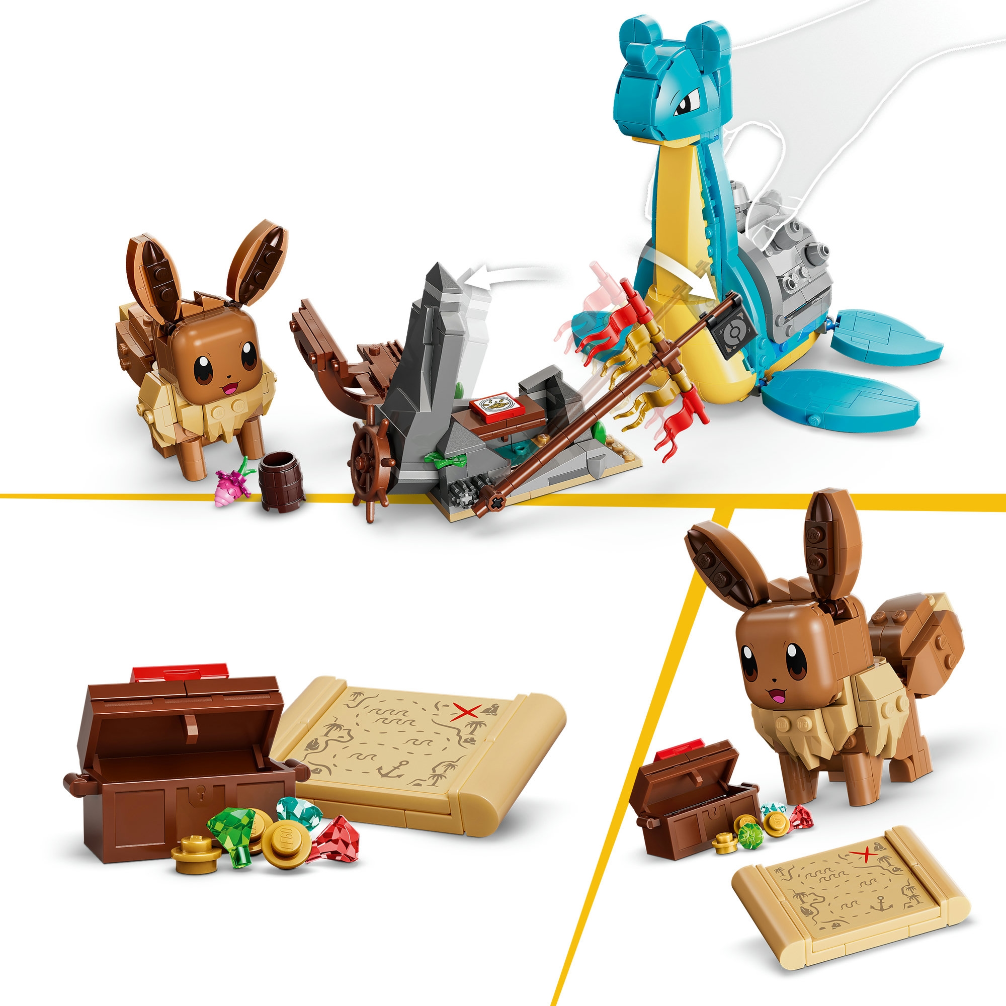 LEGO® Konstruktionsspielsteine »SMART Play™  Evoli und Lapras auf Schatzsuche (72162), LEGO Pokémon« Mit SMART Brick kombatibel (nicht enthalten)