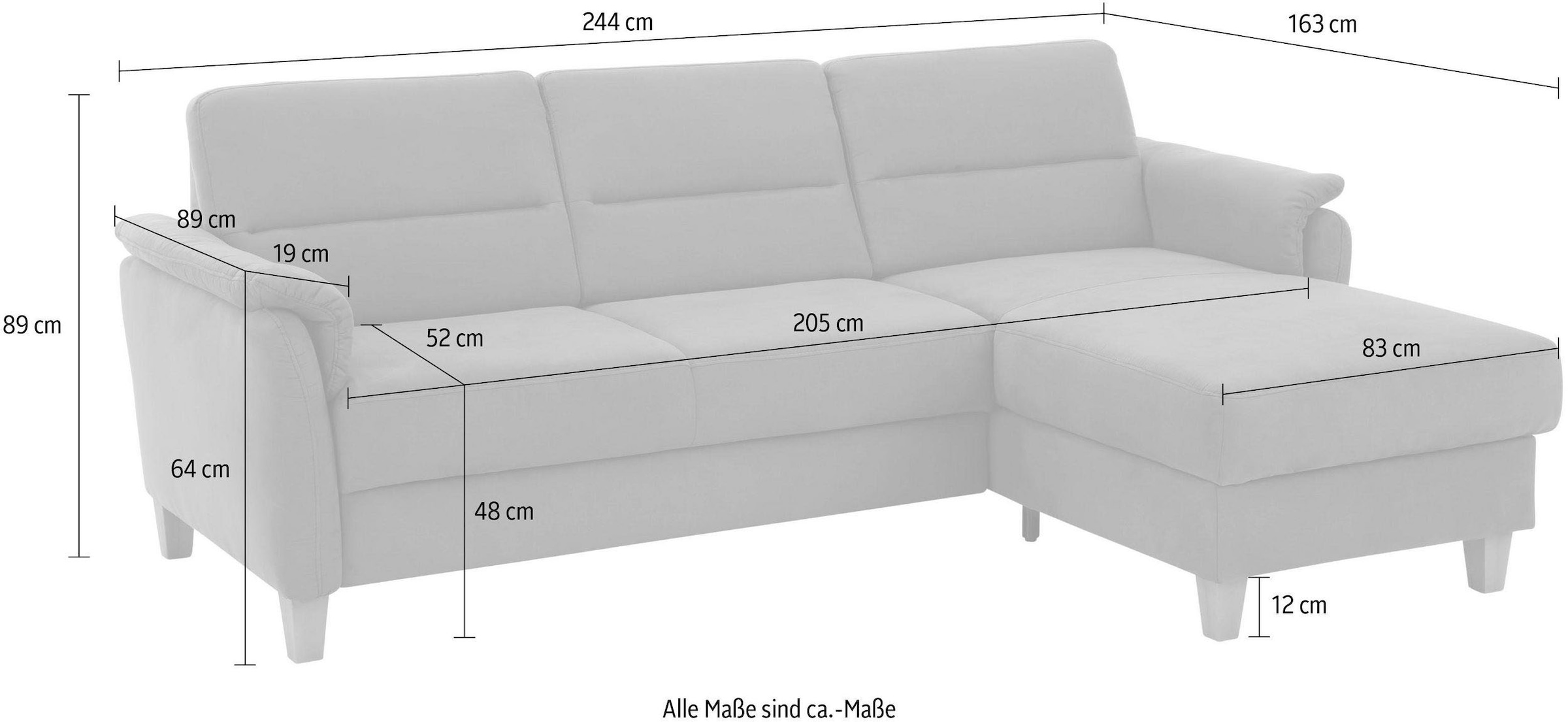 Home affaire Ecksofa »Palmera L-Form«, Federkern, wahlweise mit Bettfunktion und mit/ohne Bettkasten