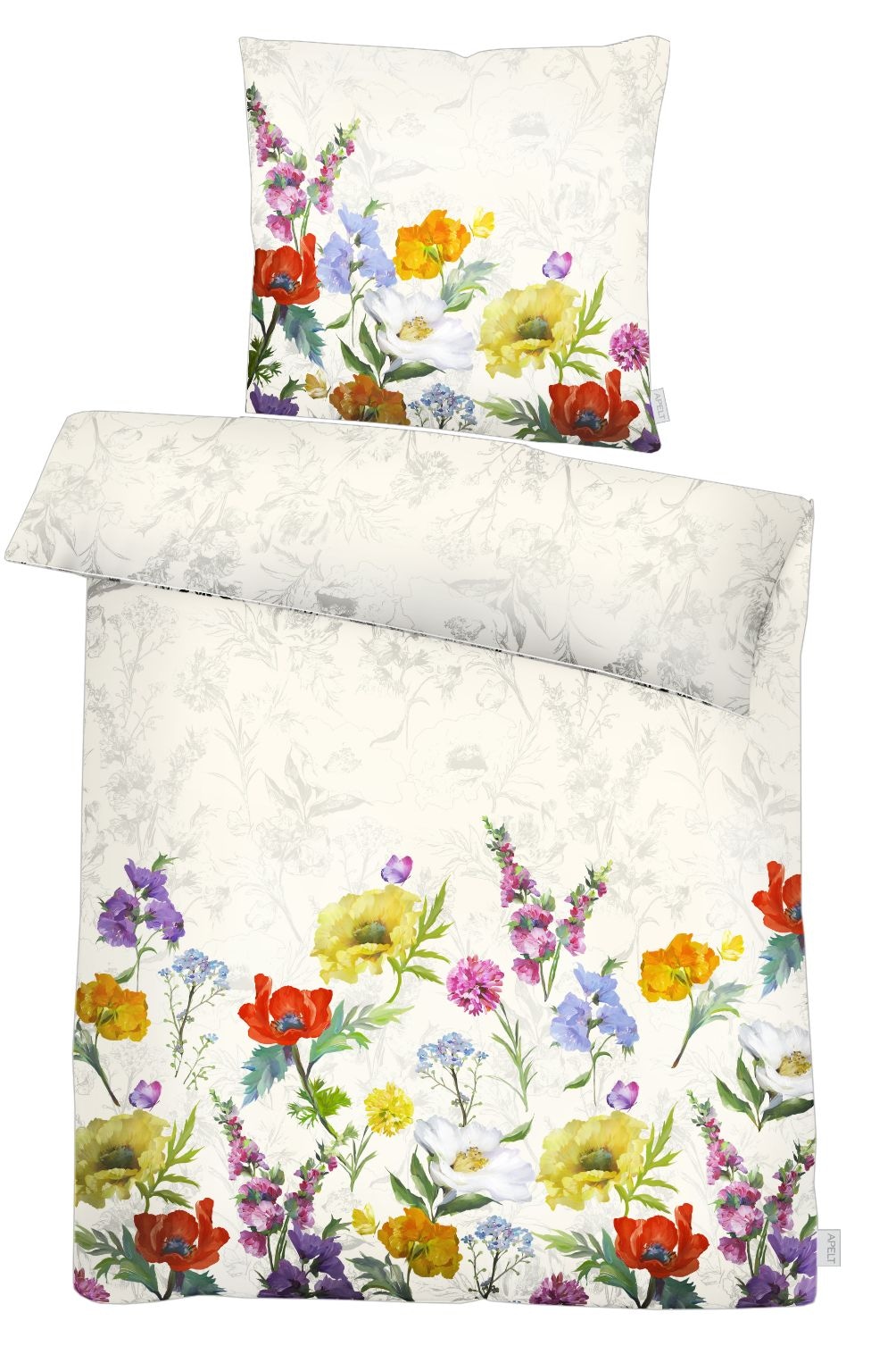 APELT Bettwäsche "Fiora" 2 tlg. Bettwäsche-Set mit Reißverschluss, Baumwoll-Satin, Digitaldruck