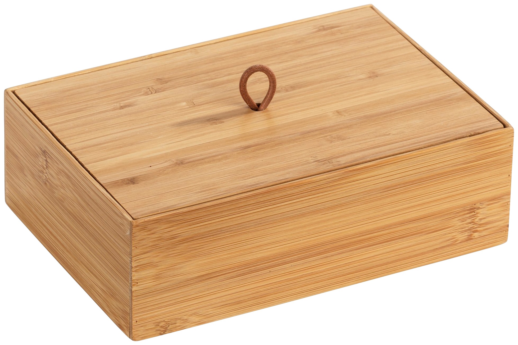 Accessoires salle de bain Wenko boîte bambou Terra l 2 pièces organisateur salle de bain bambou boîte de rangement avec couvercle 22 x 7 x 15 cm
