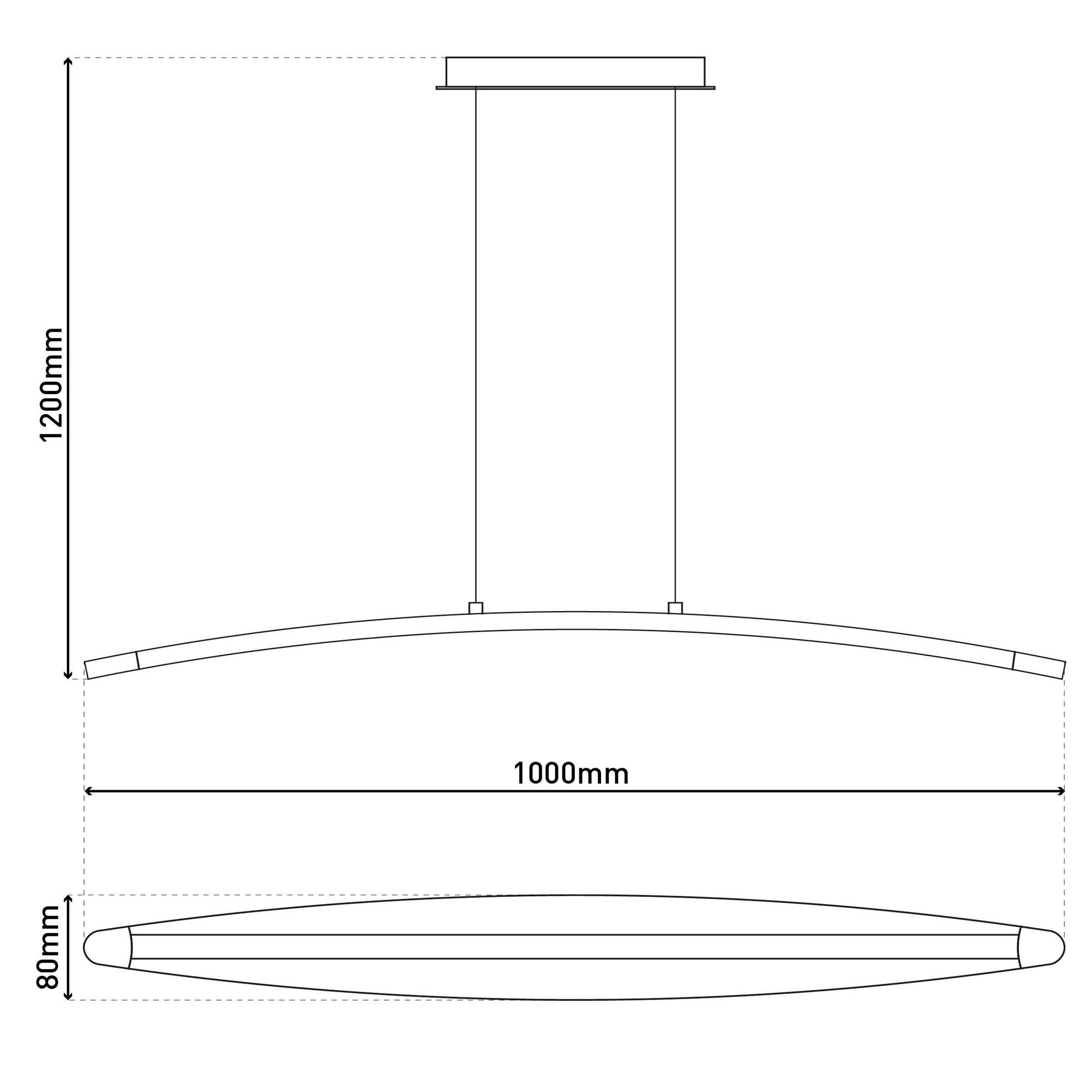 näve LED Pendelleuchte »Surf«, 1 flammig, Leuchtmittel LED-Modul | LED fest integriert, chromfarben, dimmbar mit Phasenan- und -abschnitt Dimmer, L: 100cm