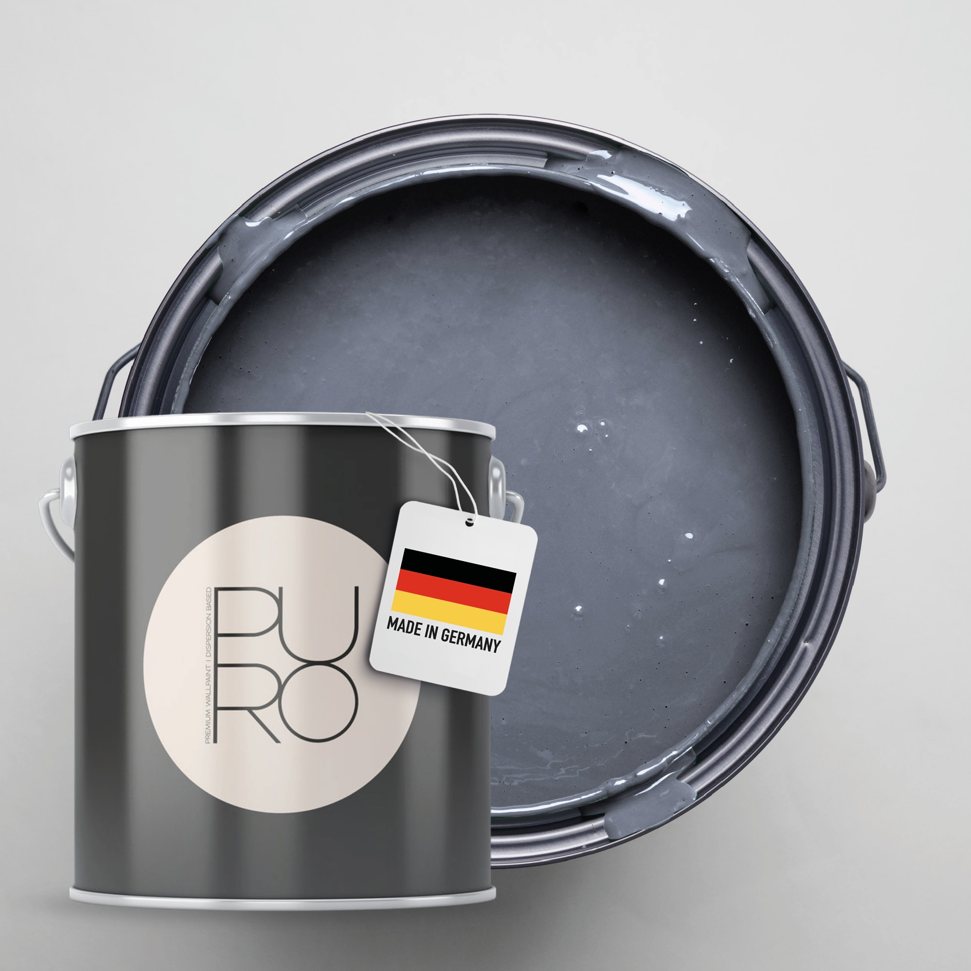 A.S. CRÉATION Wandfarbe "Premium Innenwandfarbe PURO Tuchmatt ocean blue", 2,5 l 2,5ml, grau, Farben, ideal für Wohnzimmer, Schlafzimmer, Flur und