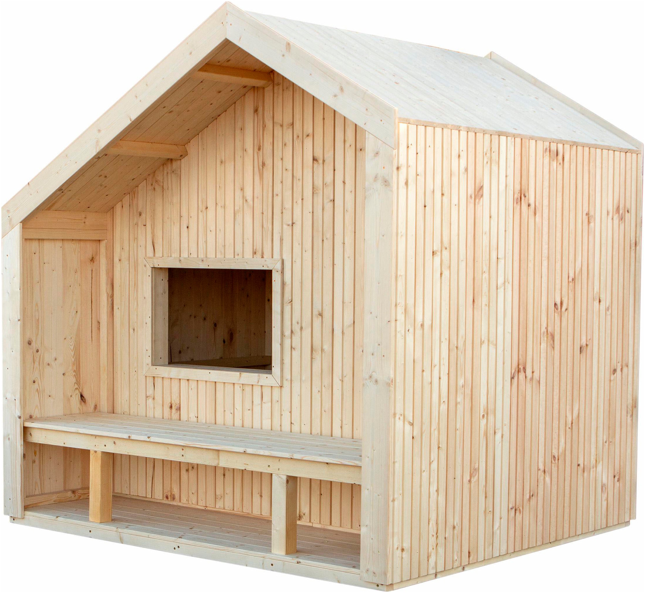 PLUS Spielhaus »Cozy - 184×208 cm mit Sitzbank - unbehandelt«, Made in Europe