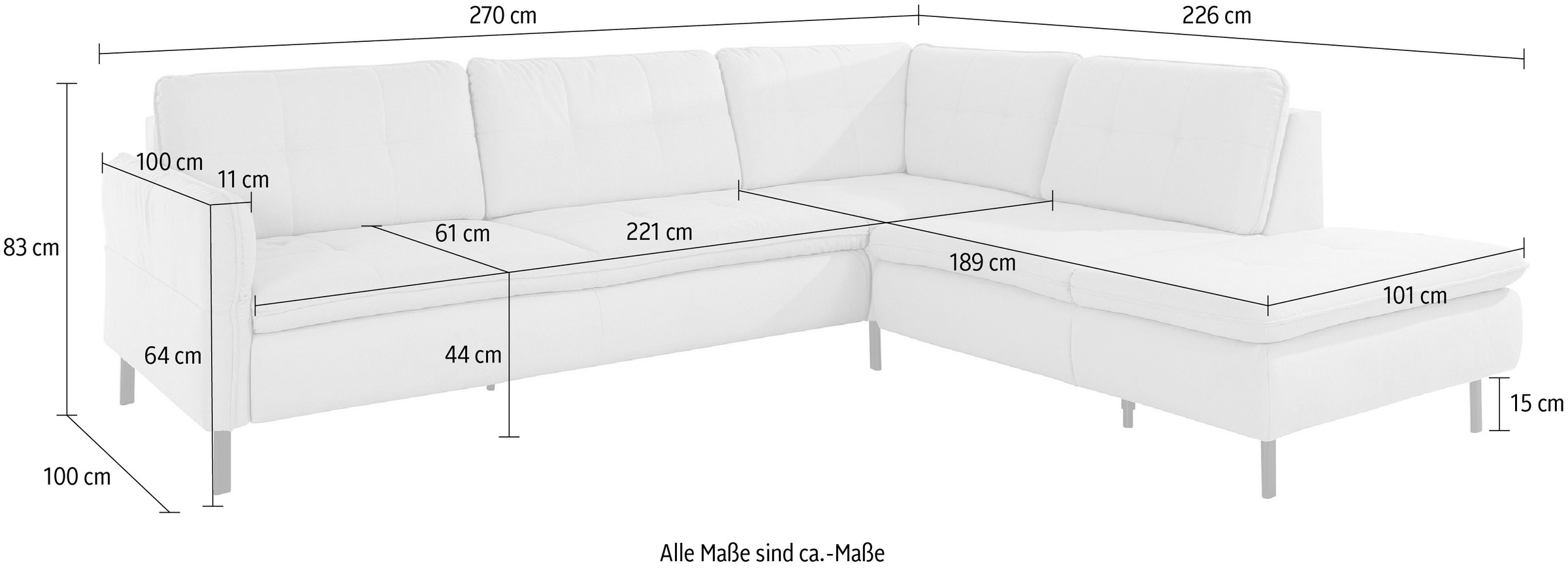 INOSIGN Ecksofa »Birkholm L-Form«, Armlehnverstellung, auch in Easy Clean Bezug - mit Wasser zu reinigen