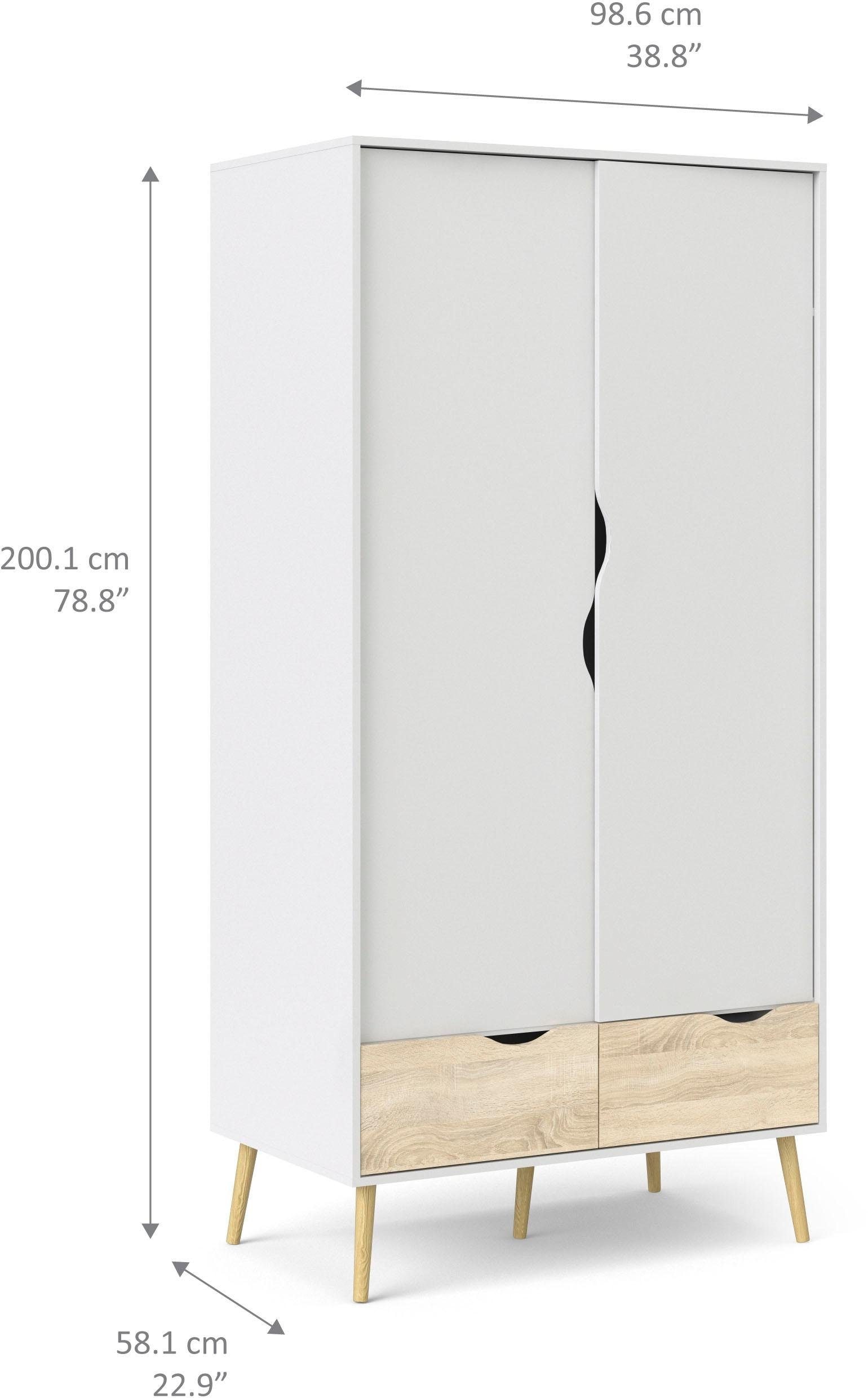 andas Drehtürenschrank »Oslo, Kleiderschrank mit Schubkästen, Stauraum«, mit 2 oder 3 Türen, Breite 99 oder 150 cm, Höhe je 200 cm